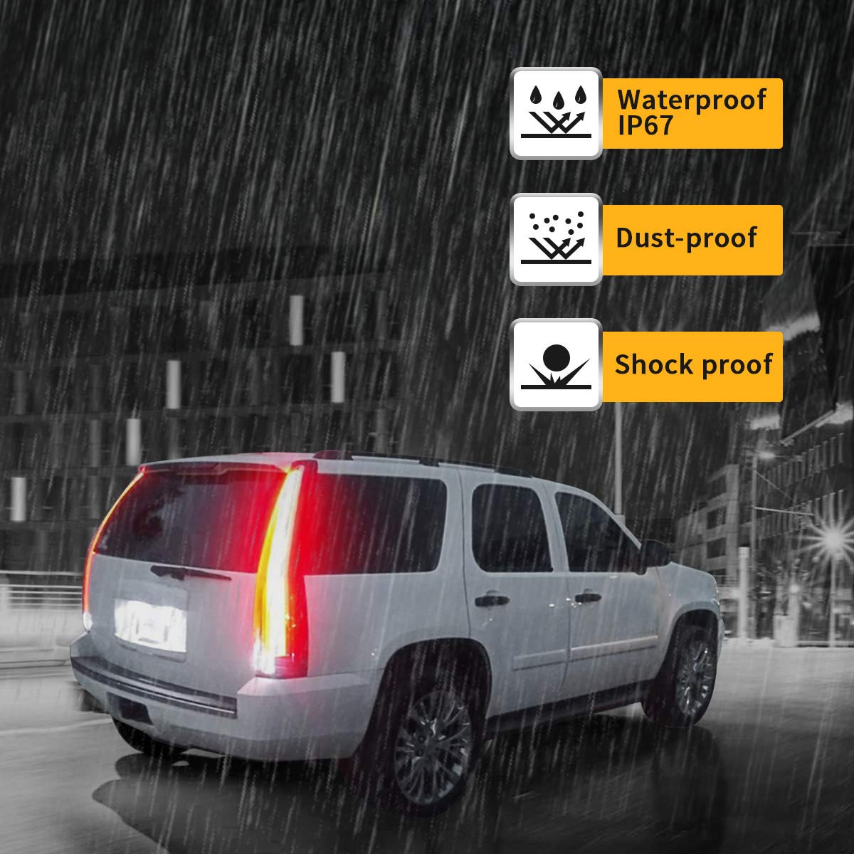 VLAND LED Tail Lights for Chevy Tahoe Suburban & GMC Yukon 2007-2014 - Smoked/Tinted Full LED Rear Lamp Assembly with Yellow Turn Signal (5-Pin Connector) - Perfect for Off-Roading, Night Driving & Vehicle Customization