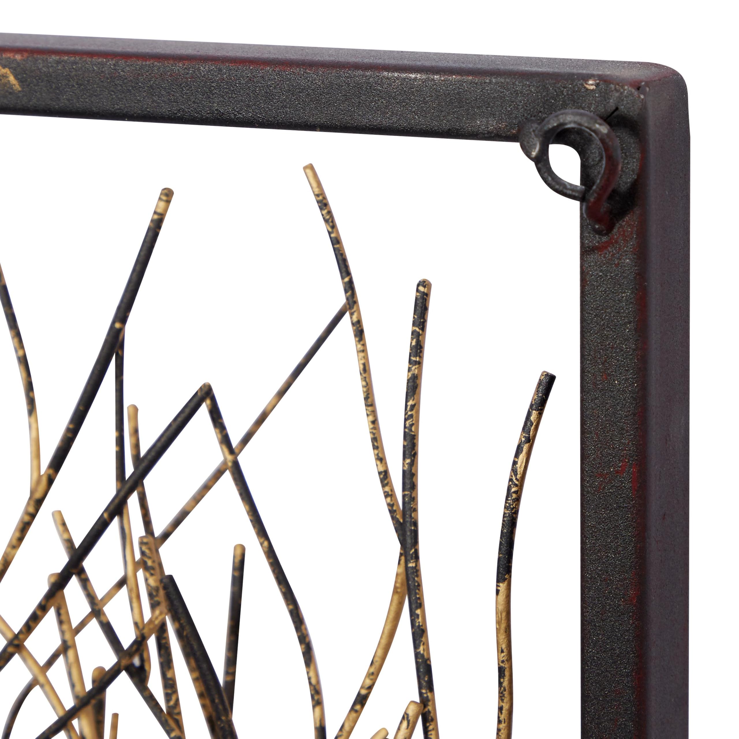 Deco 79 Modern Metal Tree Wall Art Set of 3 - Metallic Copper, Silver & Gold Branch Sculpture - 13