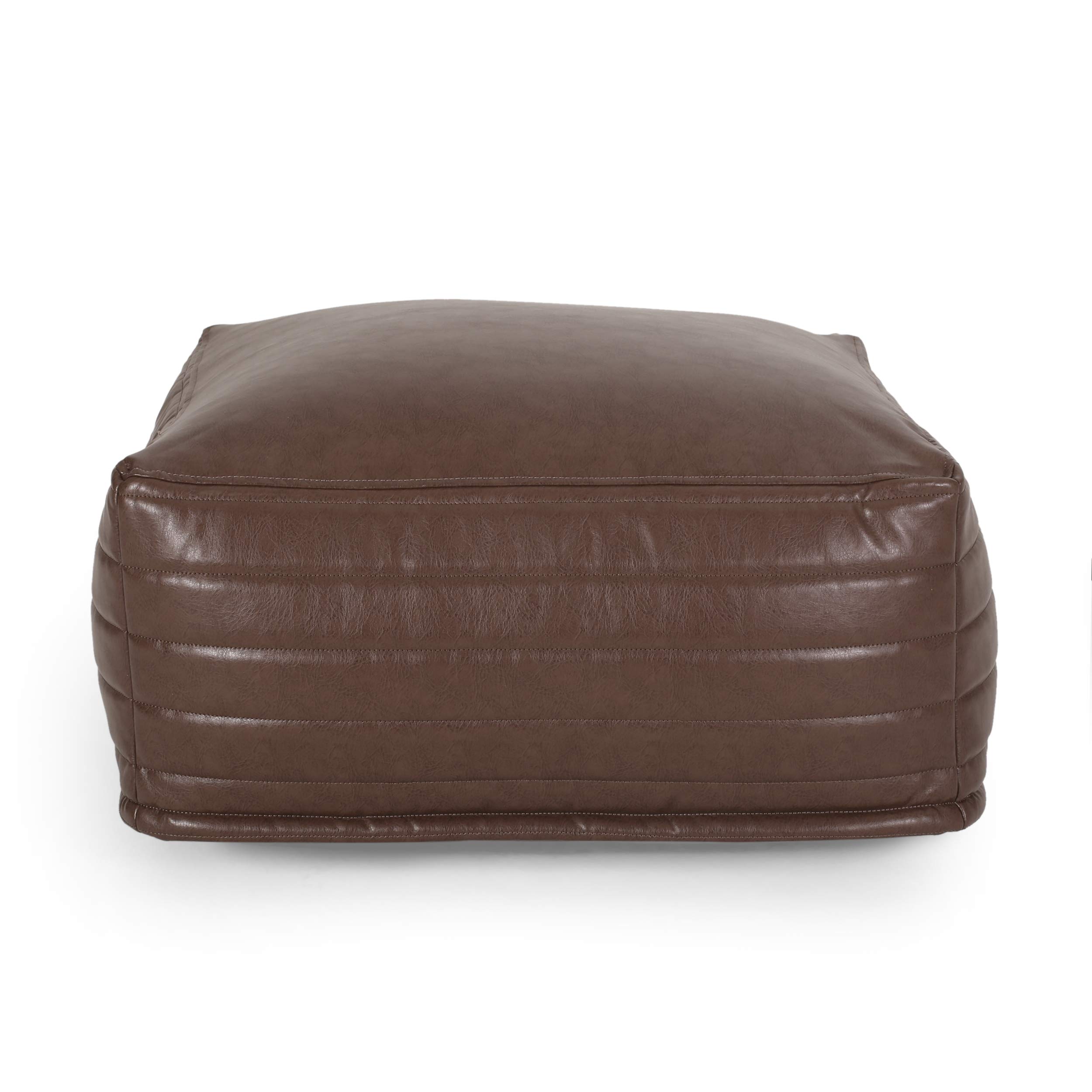 Christopher Knight Home Baddow Brown Ottoman Pouf - Versatile Footrest & Seating for Living Room, Bedroom, or Nursery