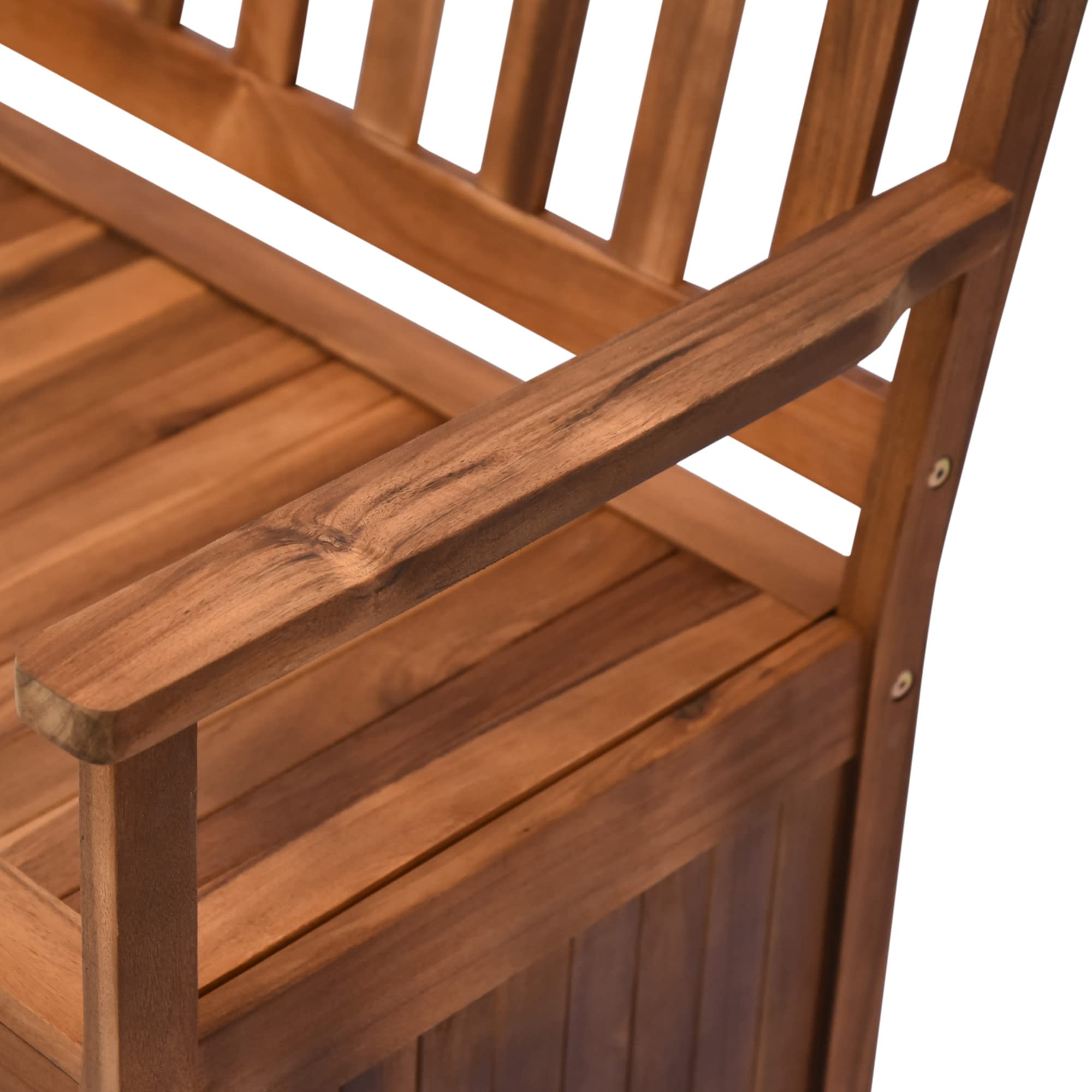 Outsunny 41 Gallon Outdoor Storage Bench with Waterproof PE Lining - Teak Wooden Deck Box for Patio, Garden, Balcony & Yard - Perfect for Storing Garden Tools, Cushions & Outdoor Accessories (2-Seat Design)