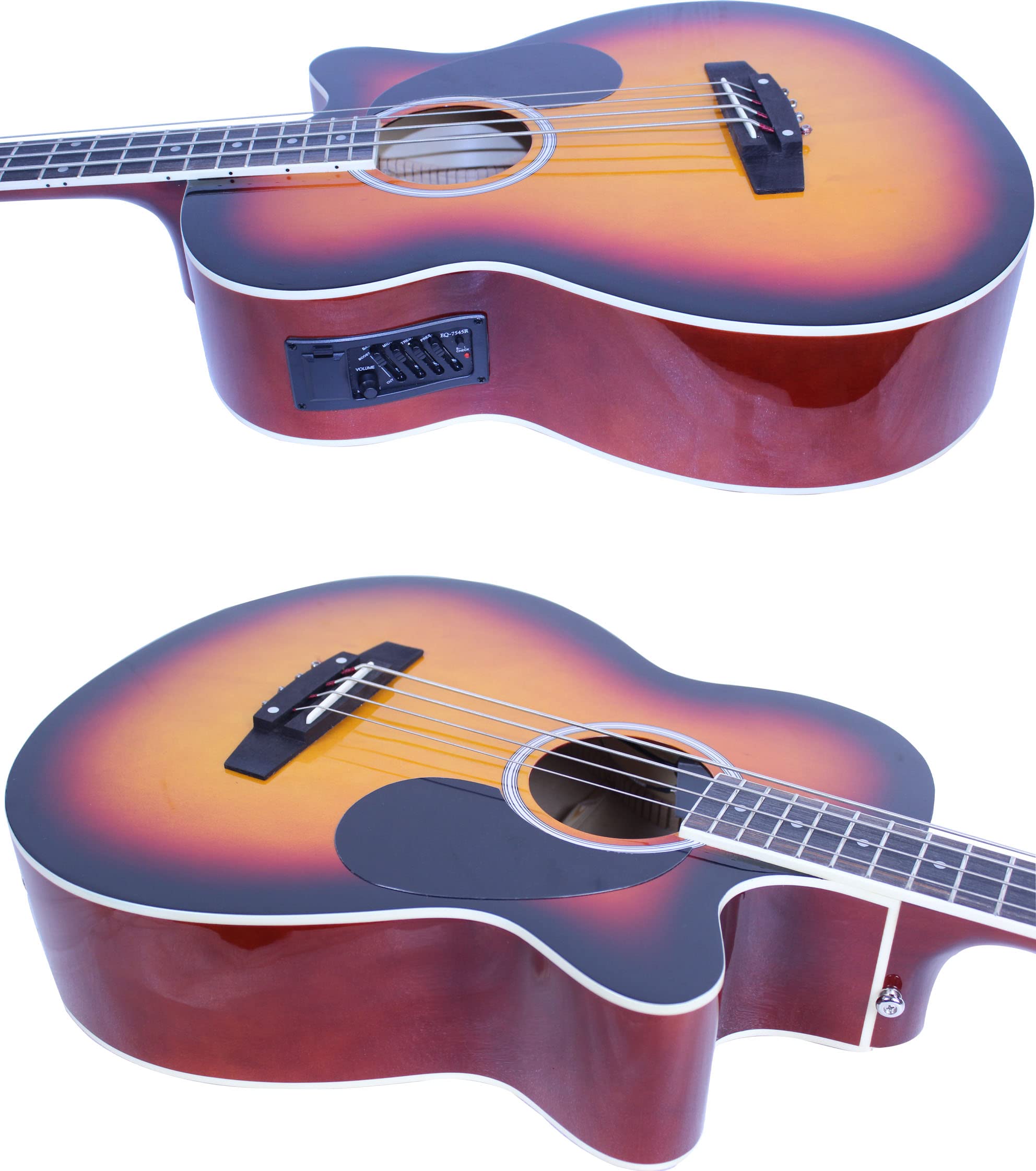 YMC 4-String Cutaway Acoustic-Electric Bass Guitar with 4-Band EQ, Adjustable Truss Rod, Gig Bag, Strap & Picks - Sunburst Finish | Perfect for Live Performances, Studio Recording & Practice Sessions