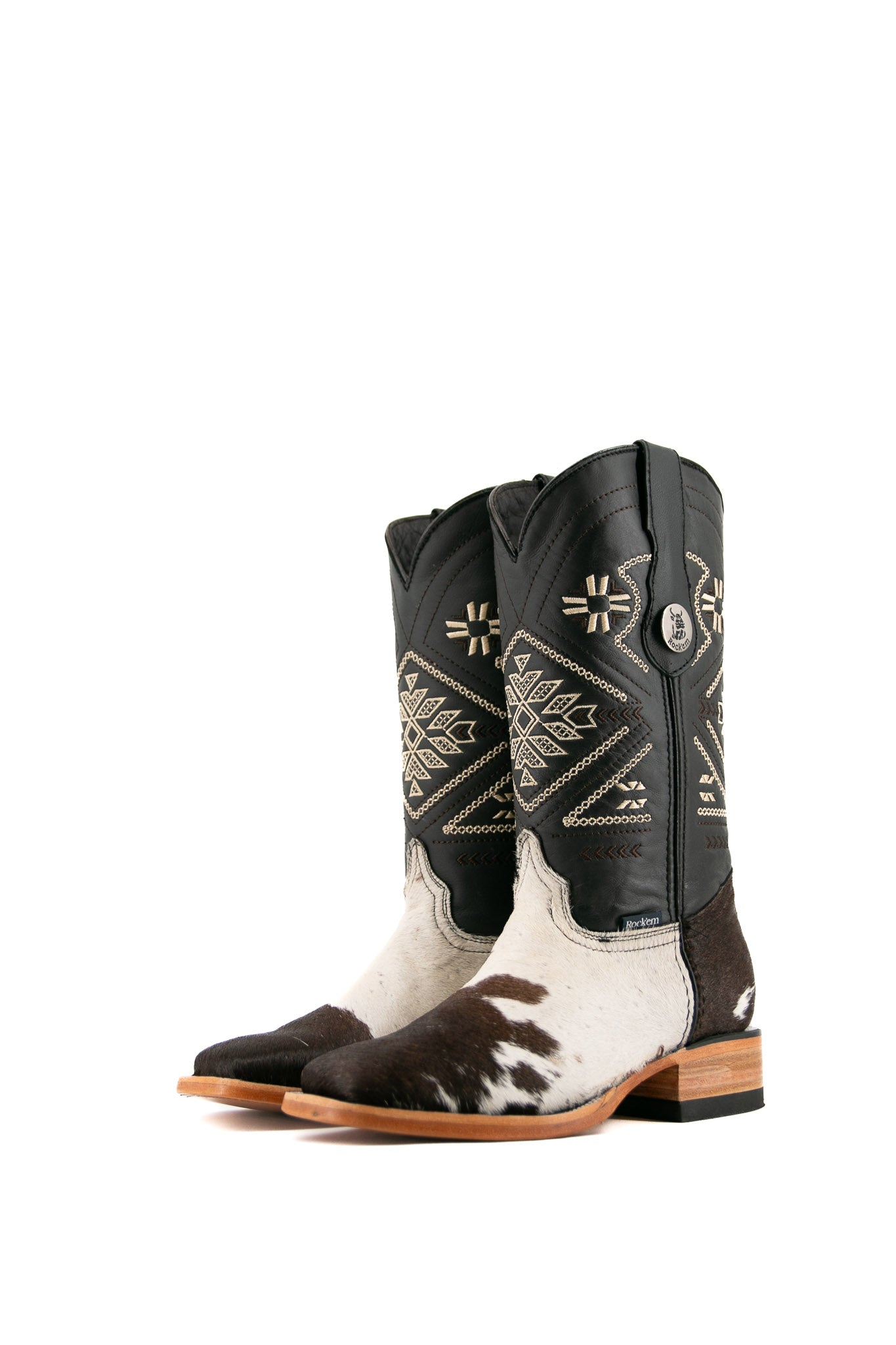 Women's Cowgirl Boots Size 7 - Genuine Cowhide Leather Square Toe Western Boots JW76 for Country Dancing, Rodeo & Casual Wear