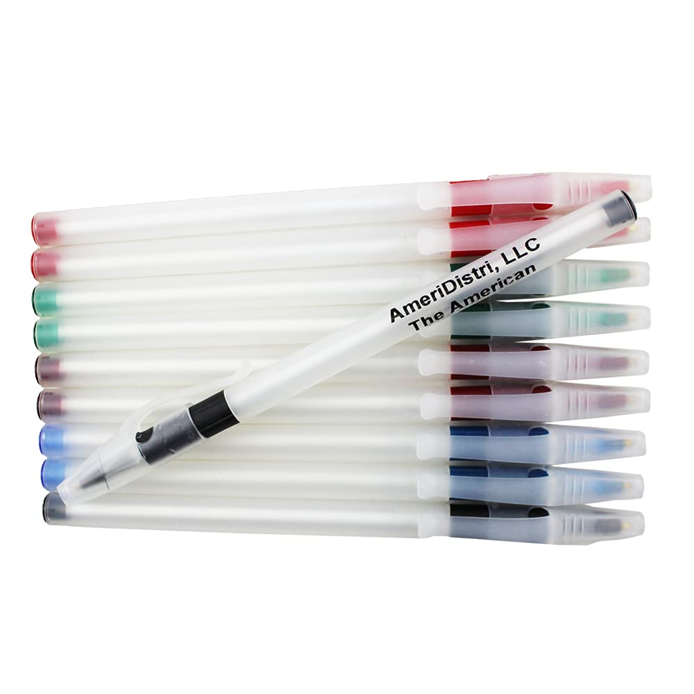 Custom Personalized Pens - Translucent Plastic Body with Colorful Accent Grips - Bulk 100 Pack - Free Engraving for Corporate Gifts, Promotional Events & Office Supplies