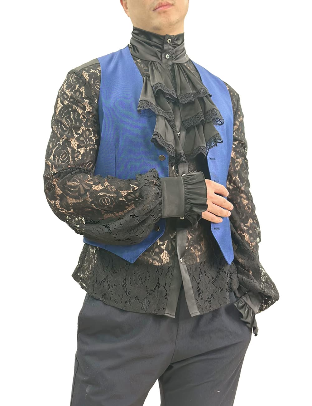 Men's Pirate Vampire Shirt - Renaissance Victorian Gothic Costume Top for Halloween, Cosplay & Medieval Themed Parties | Premium Quality Historical Reenactment Clothing