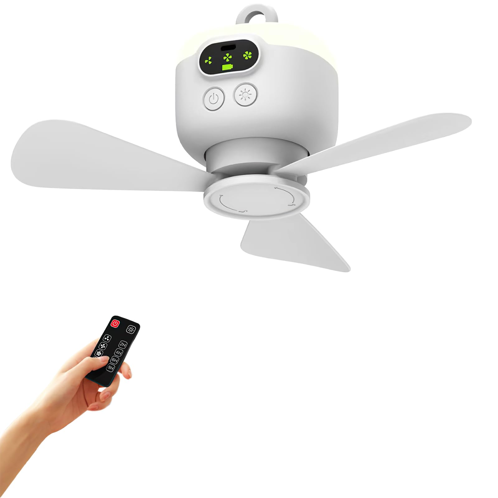 Portable Rechargeable Mini USB Camping Fan with Remote Control, 8000mAh Battery Powered, Removable Fan Blade, Hook & Timer - Perfect for Outdoor, Travel, Home & Office Use