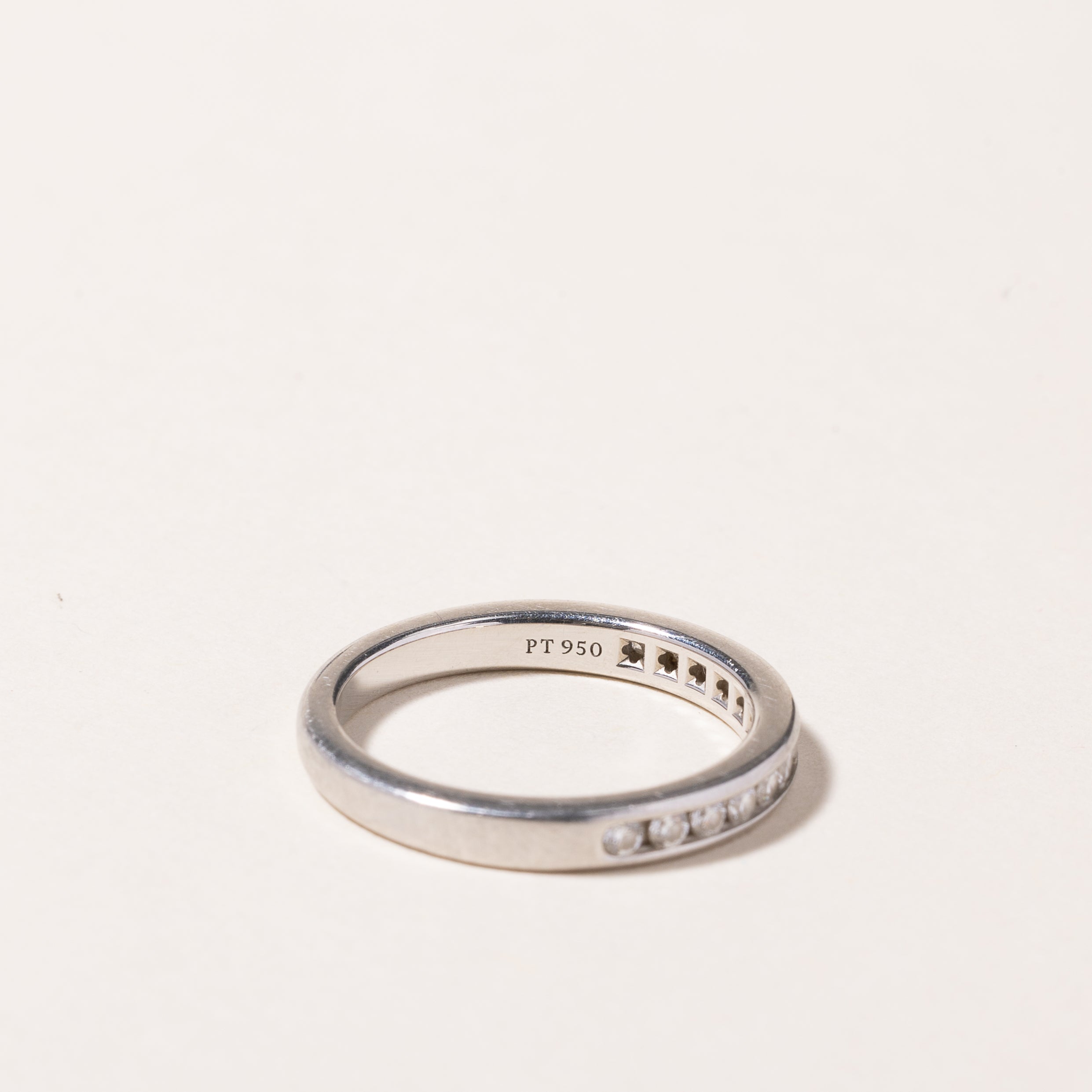Tiffany & Co. Platinum Tiffany Setting Wedding Band - 0.13ctw Diamond Ring, Size 4.5 | Elegant Engagement & Wedding Jewelry for Brides, Anniversary Gifts