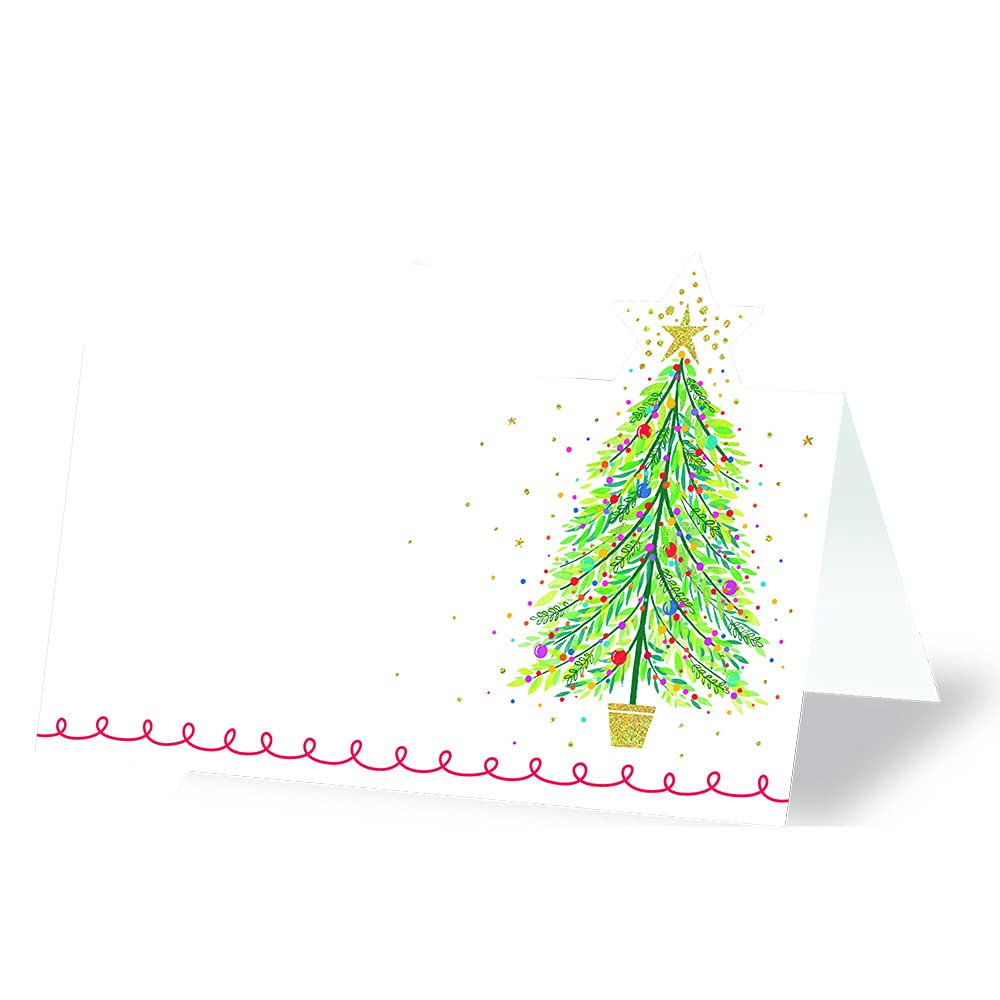16-Pack Rustic Christmas Place Cards with Red Border - Elegant Name Cards for Holiday Table Settings, Christmas Party Decor, No Holders Needed - Perfect for Dinner Parties, Weddings, and Festive Gatherings