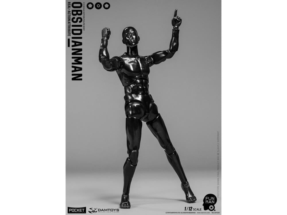 Damtoys 1/12 Pocket Elite Obsidian Man Scale Body Action Figure - Highly Articulated Collectible Toy for Display & Photography - Perfect for Collectors, Cosplay & Diorama Scenes