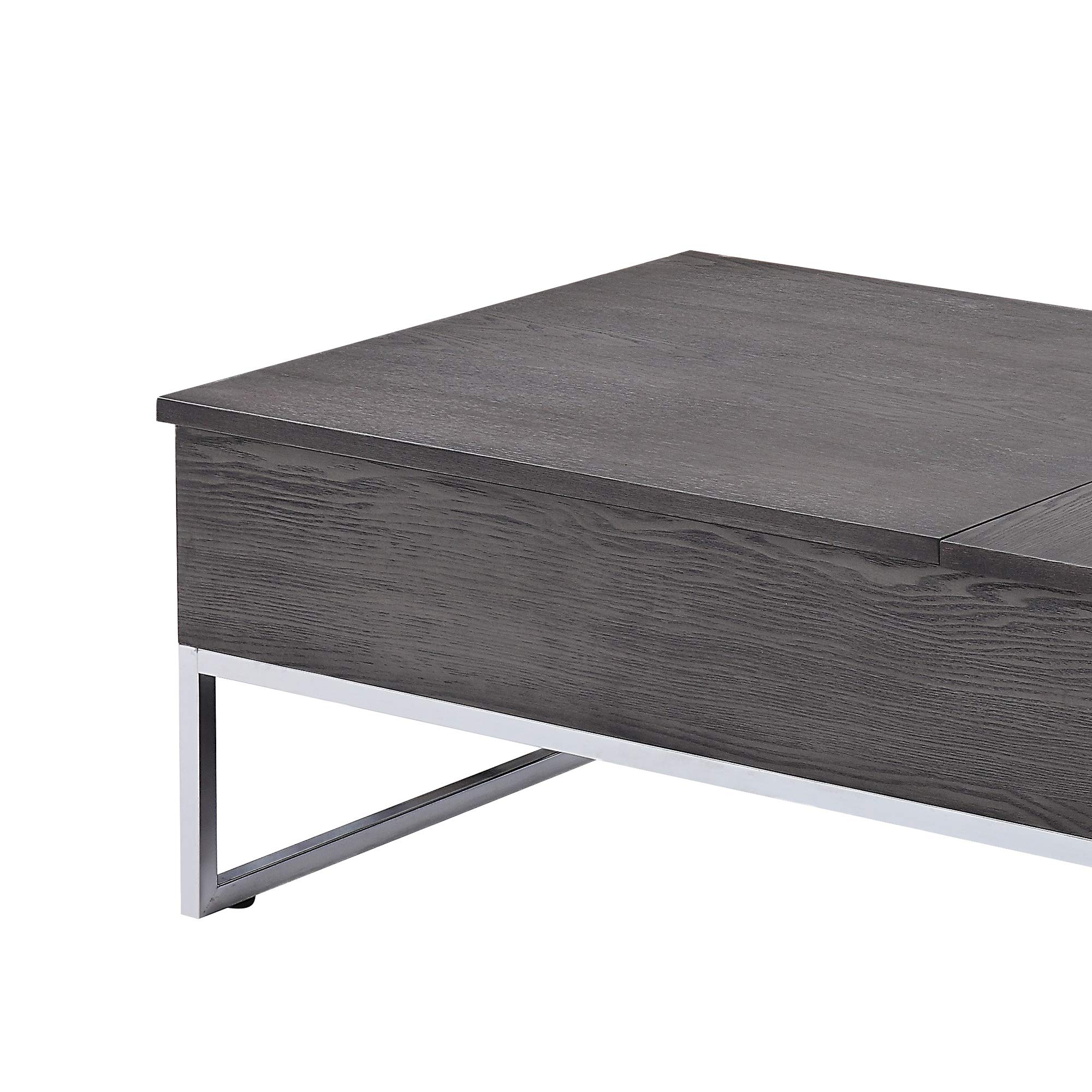 Benjara Modern Lift-Top Coffee Table with Storage - Gray & Chrome Finish - Perfect for Living Room, Home Office, or Small Spaces