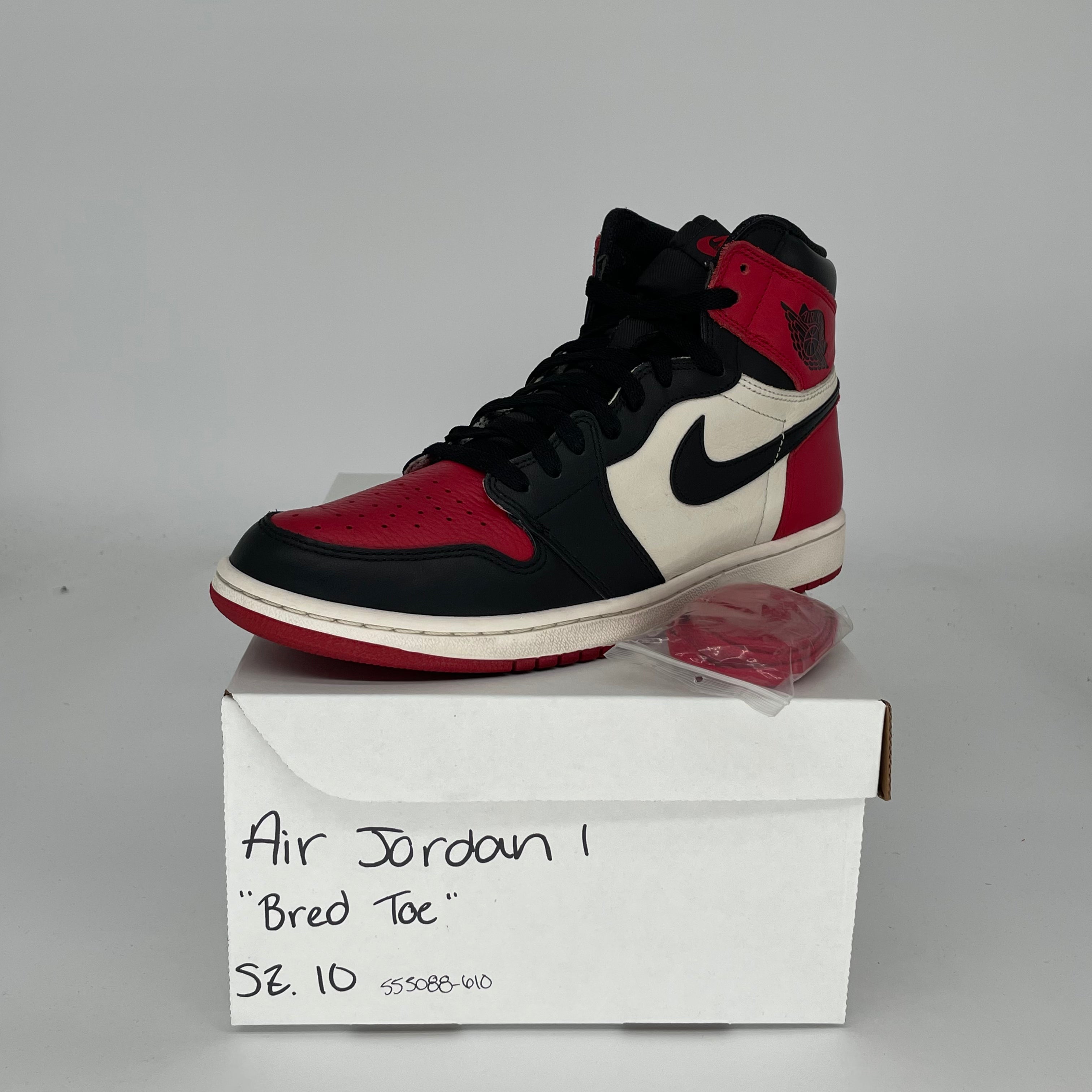 AIR JORDAN 1 Retro High OG 'Bred Toe' Men's Basketball Shoes - Size 10 (555088-610) - Perfect for Streetwear, Sneaker Collecting & Basketball Games