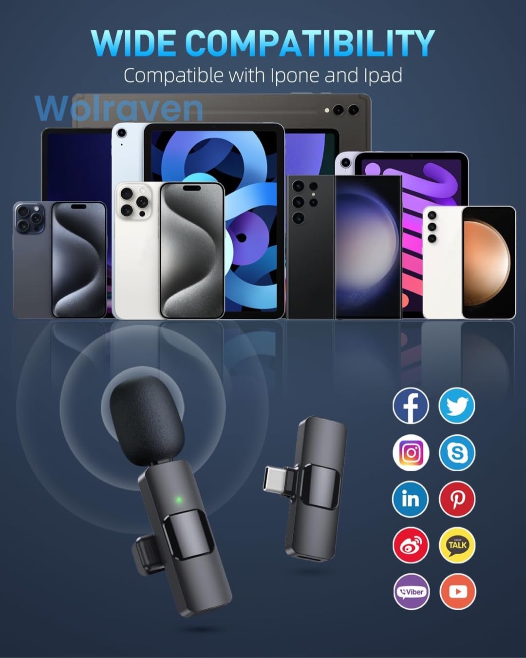 Wireless Microphone for iPhone 15 Series, iPad, Android - USB-C Clip-on Lavalier Mic for Video Recording, Interviews, TikTok, YouTube, Live Streaming, Podcasting (2 Pack) - Perfect for Content Creators, Vloggers & Online Meetings