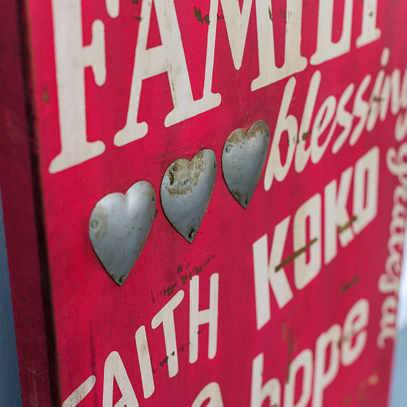 Antique Red Wooden Wall Hanging for Home Decor - Perfect for Living Room, Bedroom & Family Gatherings