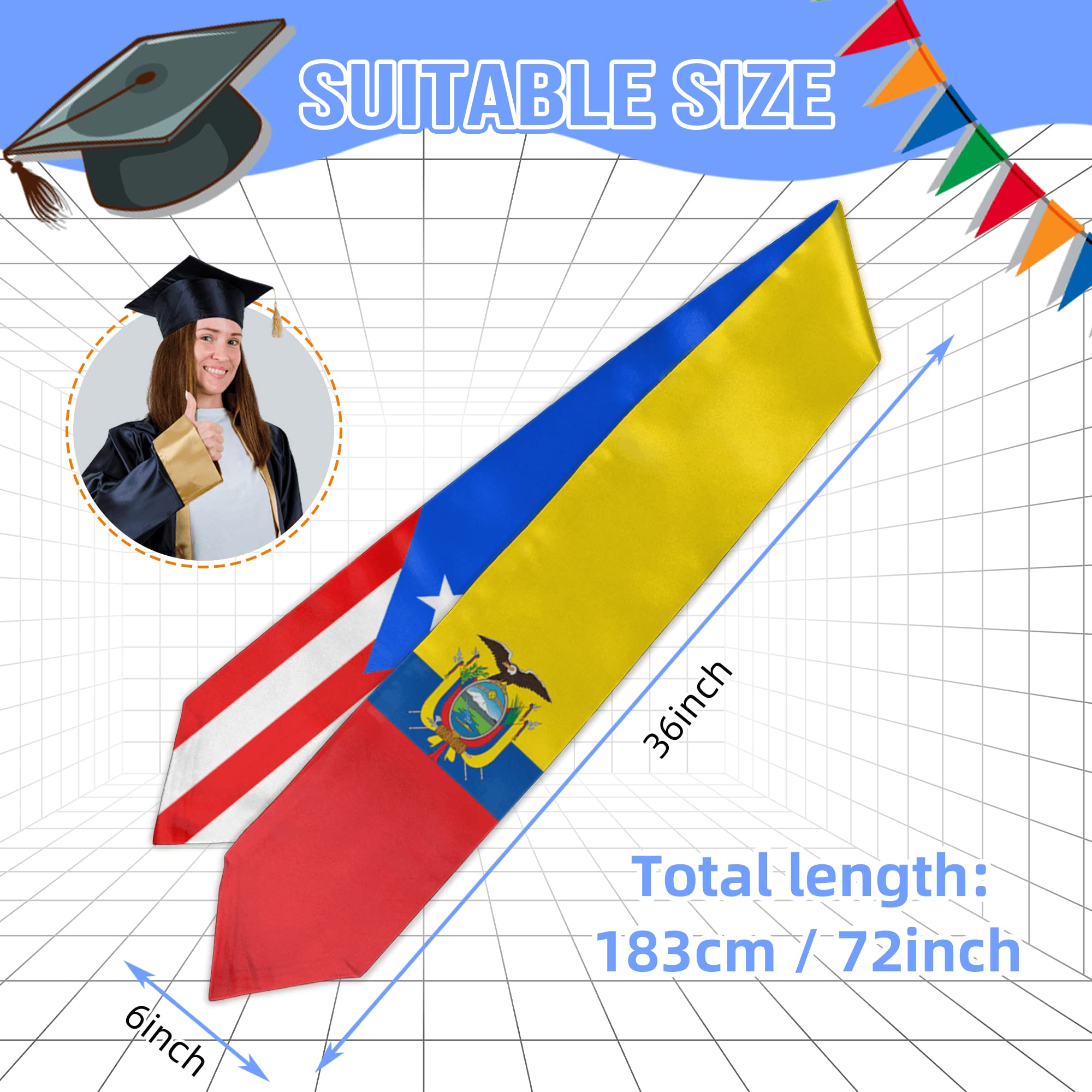 Custom Graduation Stoles with Mixed Country Flags - Personalized International Graduation Sash for Multicultural Celebrations | Perfect for Commencement, Cultural Events & Study Abroad Graduates
