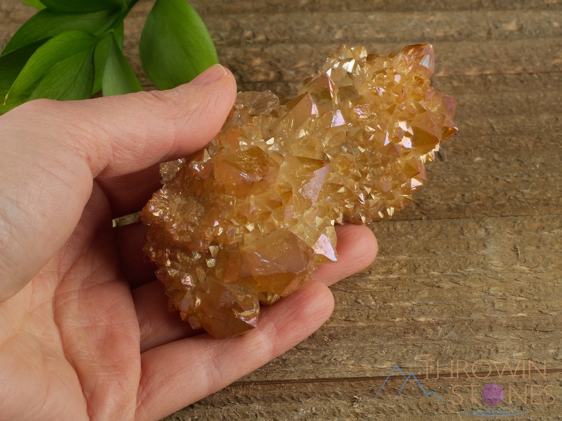 Orange Tangerine AURA QUARTZ Crystal Cluster - Rainbow Quartz Healing Stone, Natural Spirit Quartz Cluster for Home Decor, Meditation & Energy Healing (R0511) | Perfect for Yoga Spaces, Office Desk & Spiritual Gifts