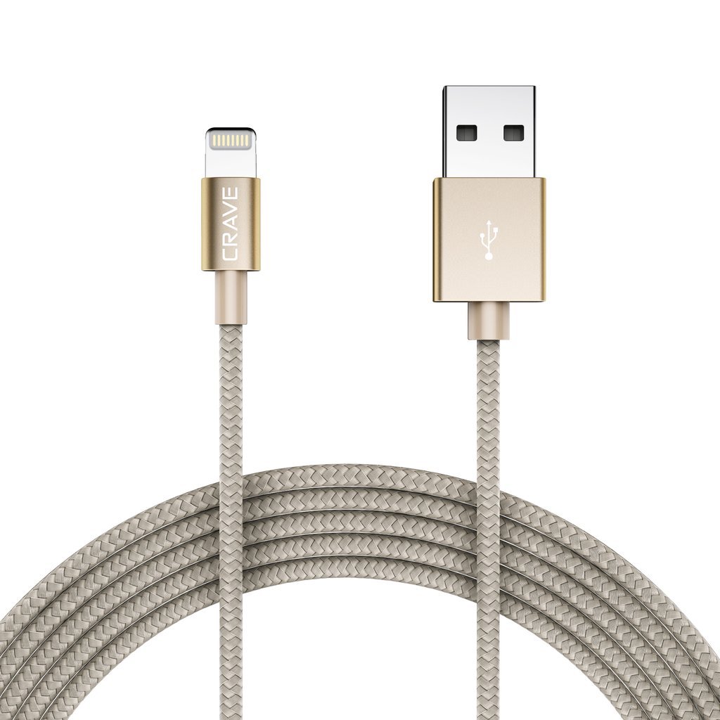 Premium Nylon Braided Apple MFI Certified Lightning to USB Cable - 4FT Fast Charging & Sync Cord for iPhone 14/13/12/11/X/8/7 - Durable & Tangle-Free (Gold) - Perfect for Home, Office & Travel Charging