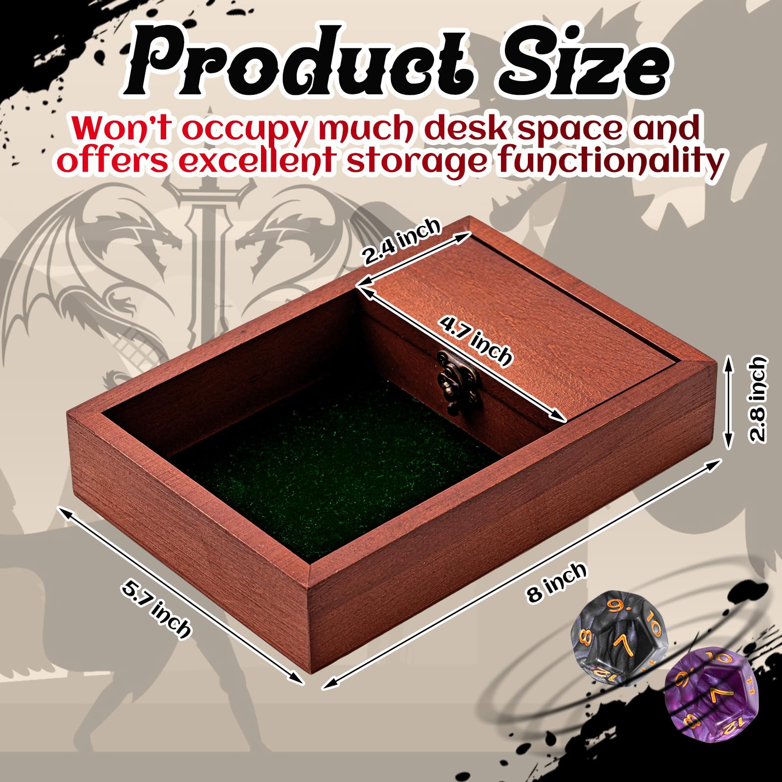 Premium Wooden Dice Tray with Storage Box - 5.5