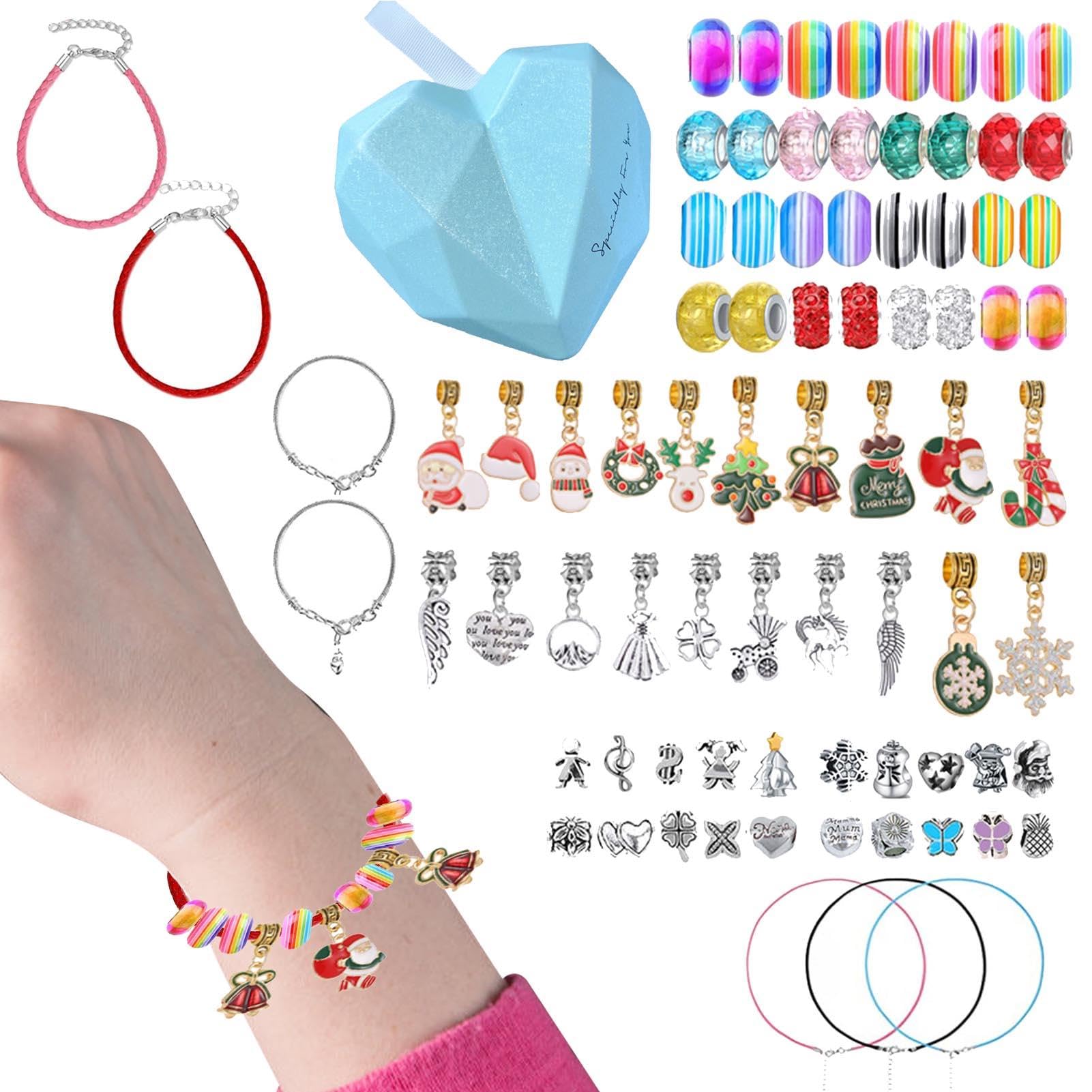 Christmas Advent Calendar Bracelet Kit - DIY Jewelry Making Countdown Calendar for Kids, Holiday Craft Activity for Christmas Party & Gift Giving