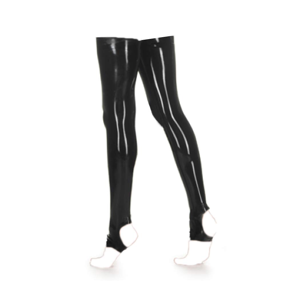 Women's Latex Rubber Thigh High Long Stirrup Stockings - Sexy Fetish Stockings for Cosplay, Burlesque & Role Play - Perfect for Halloween, Lingerie & BDSM Fashion
