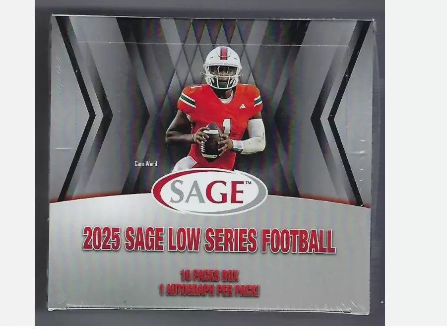 2025 Sage Football Low Series Hobby Box - 24 Packs with Autograph & Memorabilia Cards - Perfect for Collectors, Fantasy Sports & Game Day Trading