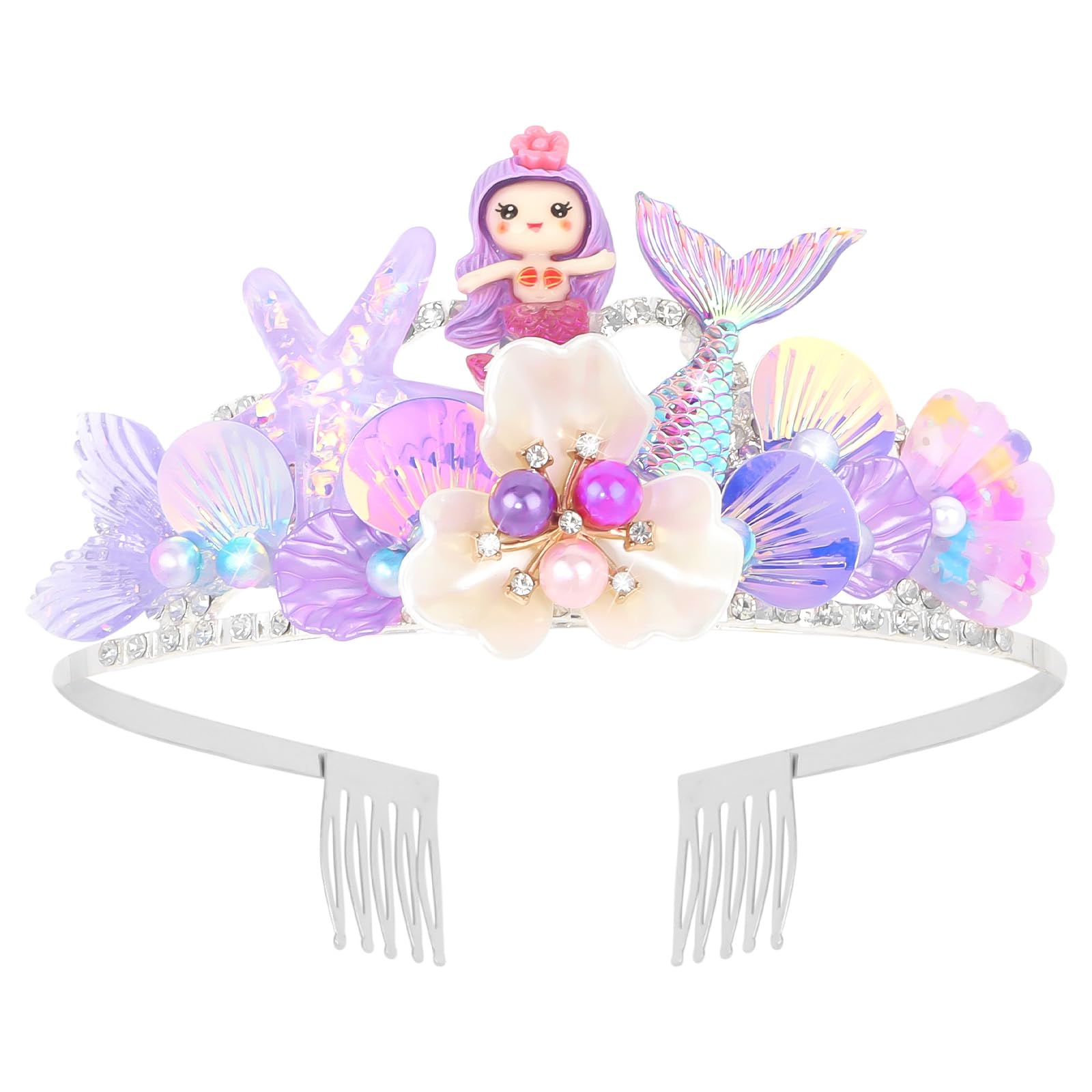 Mermaid Crown Headband - Elegant Fish Scale & Seashell Hair Accessory for Women & Girls | Perfect for Birthday Parties, Costumes & Themed Events | Purple