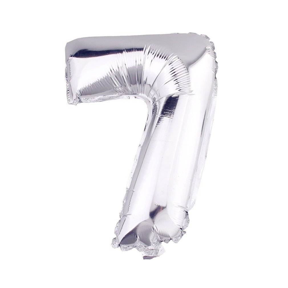 Glanzzeit 16 Inch Silver Foil Balloon Letters A-Z & Numbers 0-9 - Premium Wedding, Birthday, Graduation Party Decorations (Number 7) - Perfect for Photo Backdrops, Ceiling Decor & Event Centerpieces