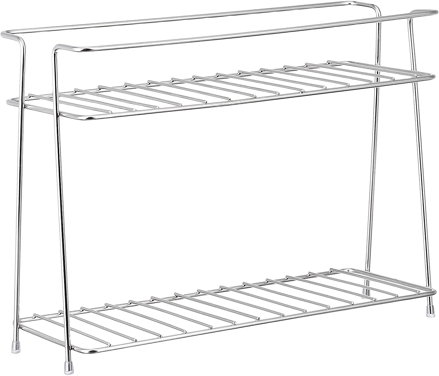 Stainless Steel Spice Organizer - 2-Tier Kitchen Storage Rack for Utensils & Dishes