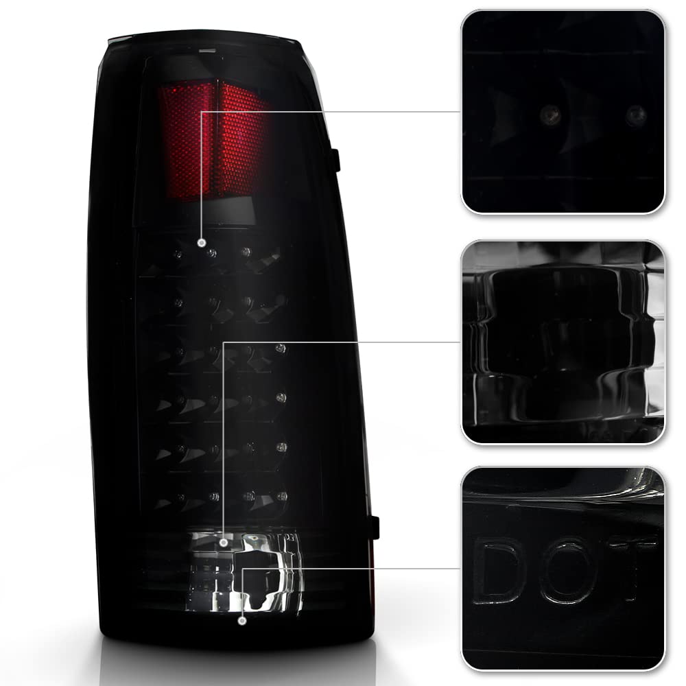 ACANII LED Tail Lights for 1988-1998 Chevy Silverado GMC Sierra Suburban Tahoe - Black Smoke Style (Driver & Passenger Side) | Upgrade Your Truck's Rear Lighting for Safety & Style