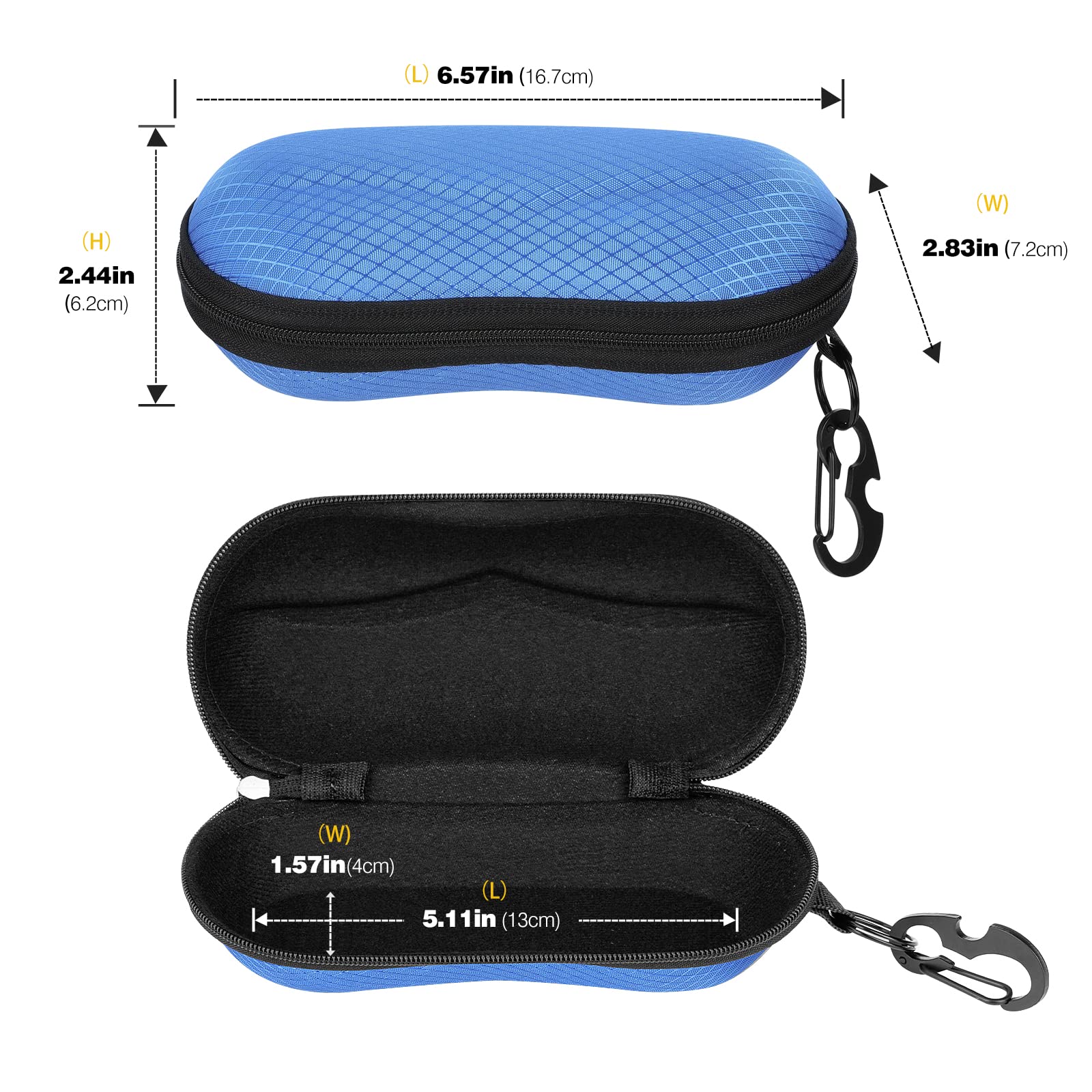 MoKo Semi Hard Shell Sunglasses Case - Unisex Protective Eyeglass Holder with Metal Hanging Hook | Travel, Outdoor, and Daily Use Accessory for Men & Women