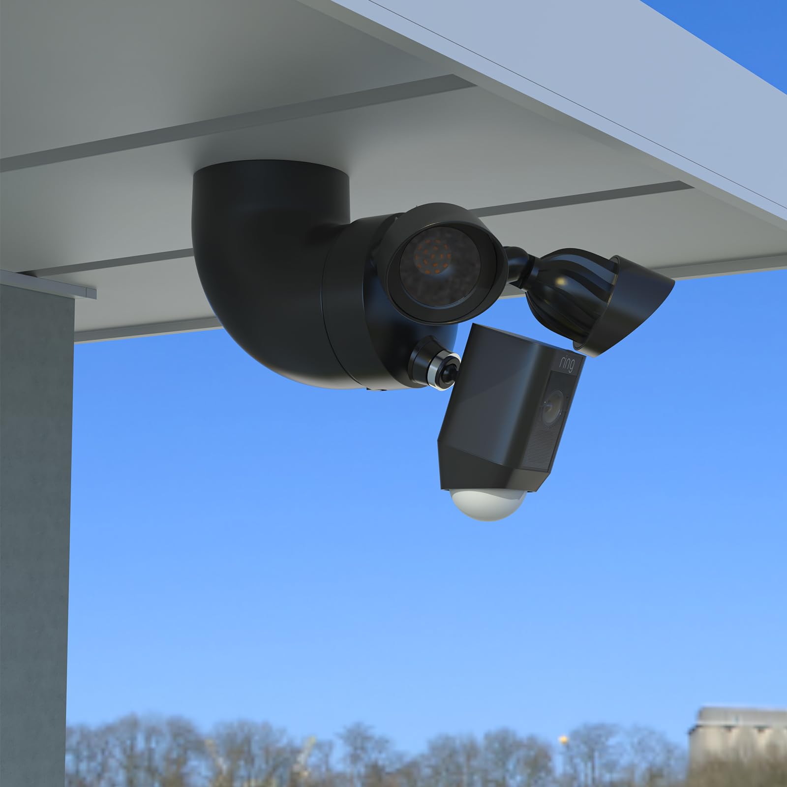Outdoor Camera Eave Mount Bracket for Ring/Blink/Wyze Floodlight Cams - Black for Home Security