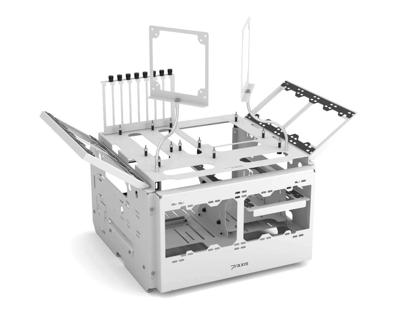 Praxis WetbenchSX Open Air Computer Test Bench - Angled Edition in White | Complete PC Building & Testing Station for Gamers & Tech Enthusiasts
