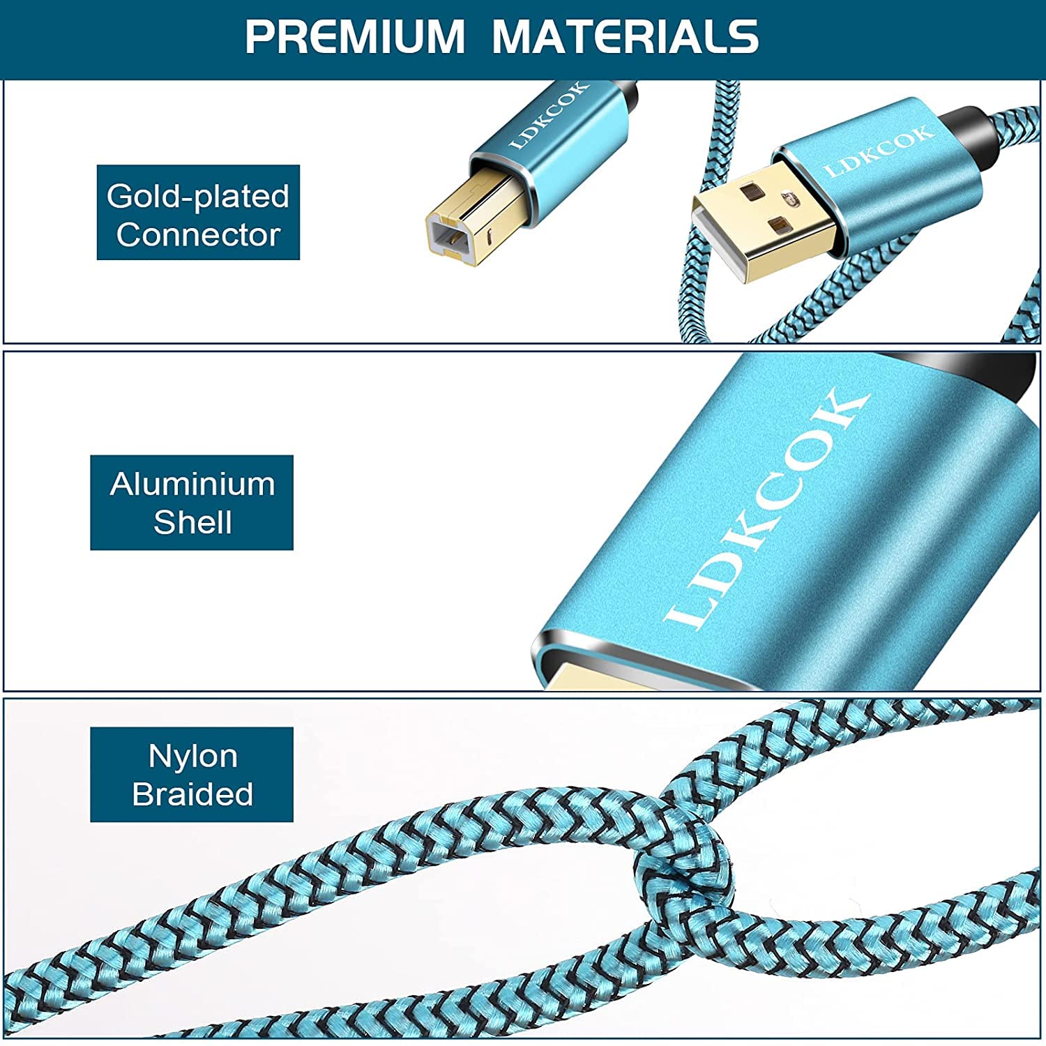 20ft USB Printer Cable Type A Male to B Male - High Speed Scanner Cord for HP, Canon, Epson, Dell, Brother Printers - Perfect for Home Office & Small Business Printing Needs