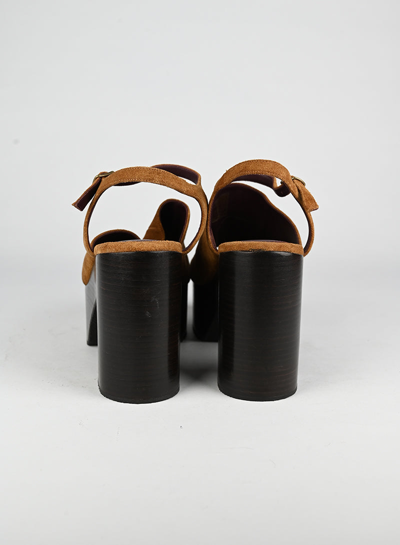 Dries Van Noten Cognac Wedge Shoes Size 39.5 - Stylish Platform Sandals for Women | Perfect for Summer Outfits, Beach Vacations & Evening Events