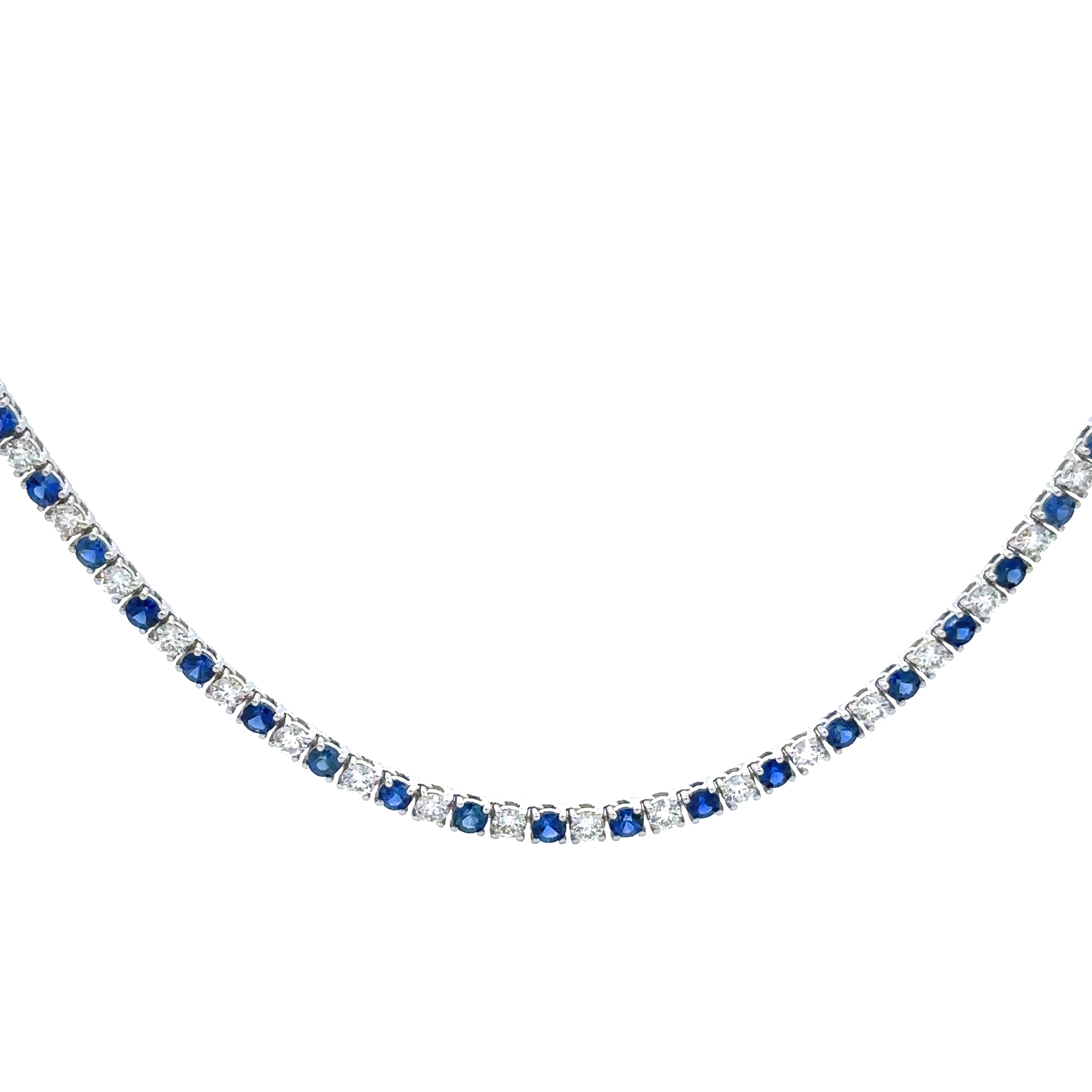 17 Prong Straight Sapphire & Diamond Necklace for Women | Elegant 14K Gold Pendant | Perfect for Weddings, Anniversaries & Special Occasions