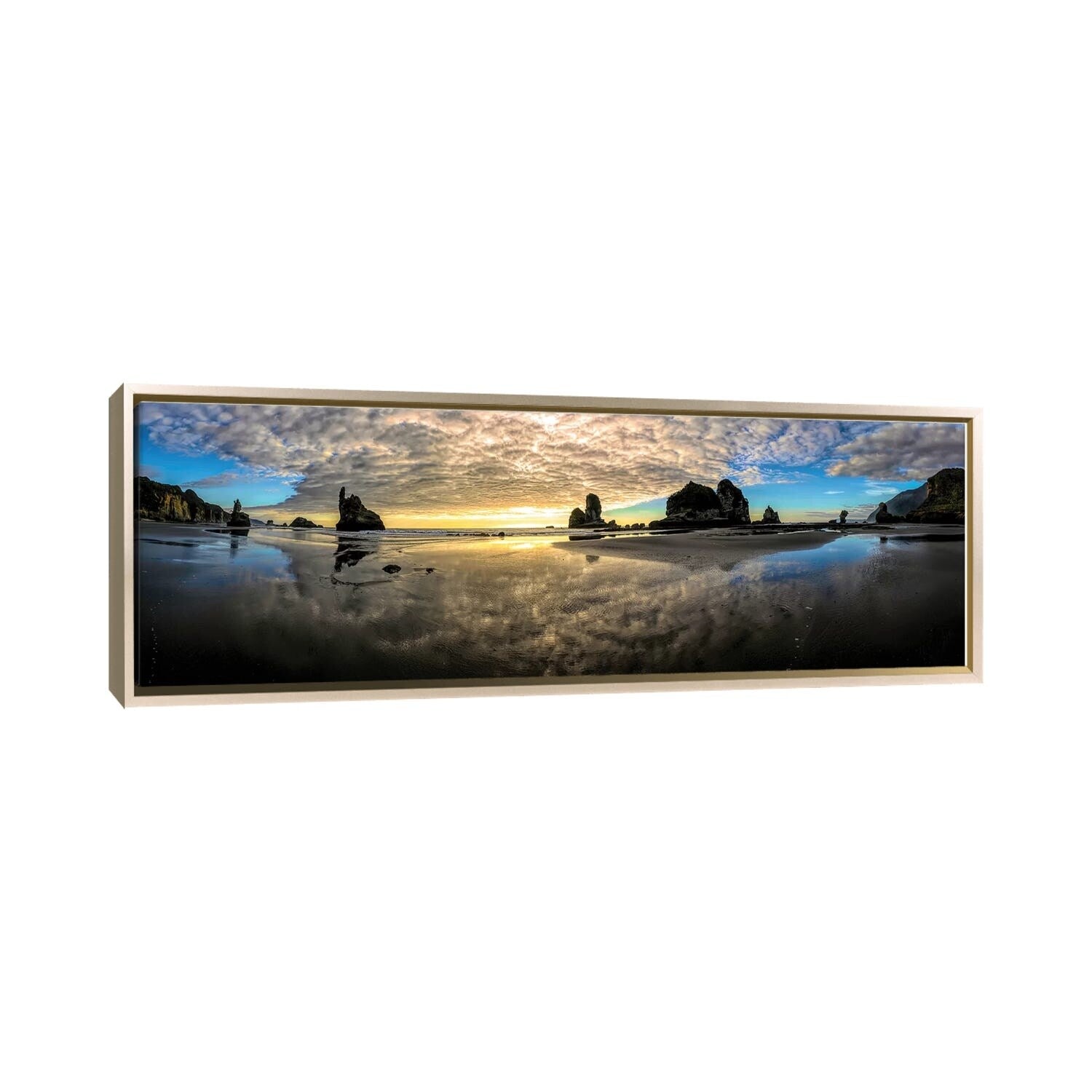 Before Sunset Motukiekie Beach West Coast New Zealand Landscape Art Print - Framed Wall Decor for Living Room, Bedroom & Office