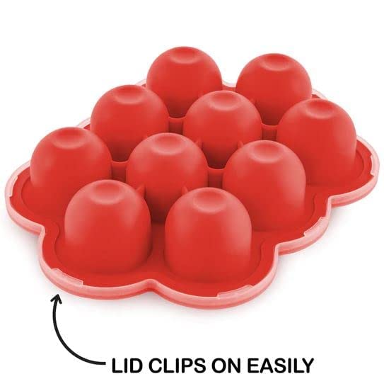 RAGYULA Silicone Baby Food Storage Tray with Lid - BPA Free Freezer Safe, Microwave & Dishwasher Safe - Perfect for Homemade Puree, Breast Milk Storage & Meal Prep (Red, Pack of 1) - Ideal for Busy Parents & On-the-Go Feeding