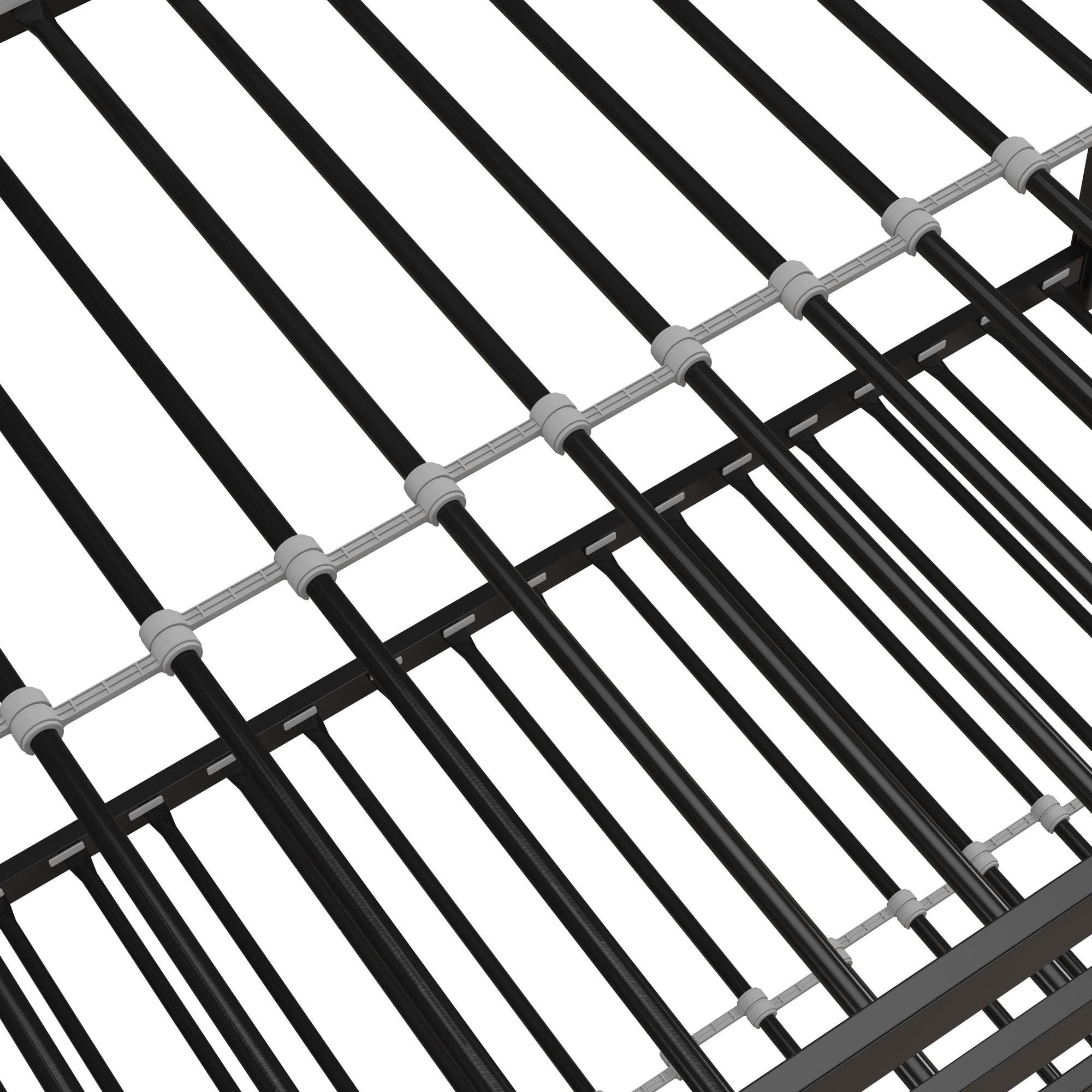 DHP Miles Low Metal Bunk Bed Frame for Kids - Twin Over Twin with Built-in Ladder & High Guardrail | Sturdy Metal Slats, No Box Spring Needed | Space-Saving Floor Bed for Small Rooms | Perfect for Kids' Bedrooms, Dormitories & Shared Spaces (Black)