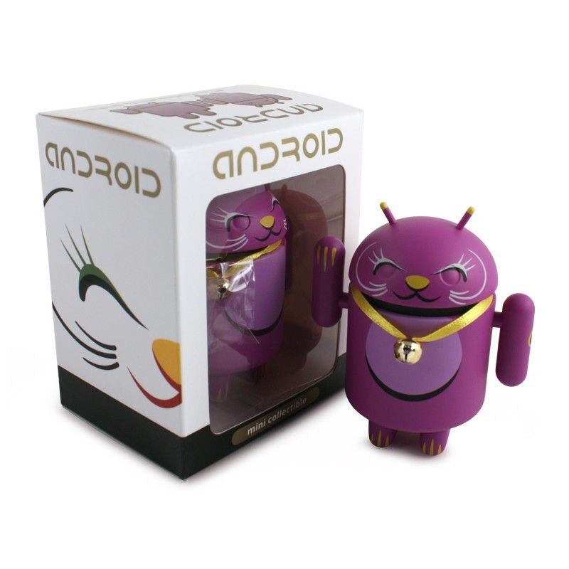 Mini Collectible Lucky Cat Figurine - Purple Cat with Bell Collar for Good Luck & Fortune | Home Decor, Office Desk, Gift for Cat Lovers