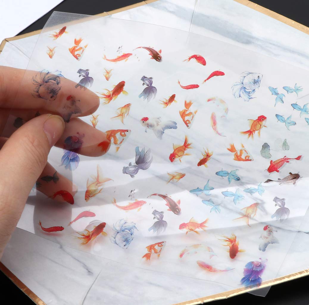 3D Goldfish Clear Film Stickers - Resin Craft Decals for DIY Micro Landscapes, Scrapbooking & Home Decor - Perfect for Aquarium Themes, Journals, and Gift Wrapping