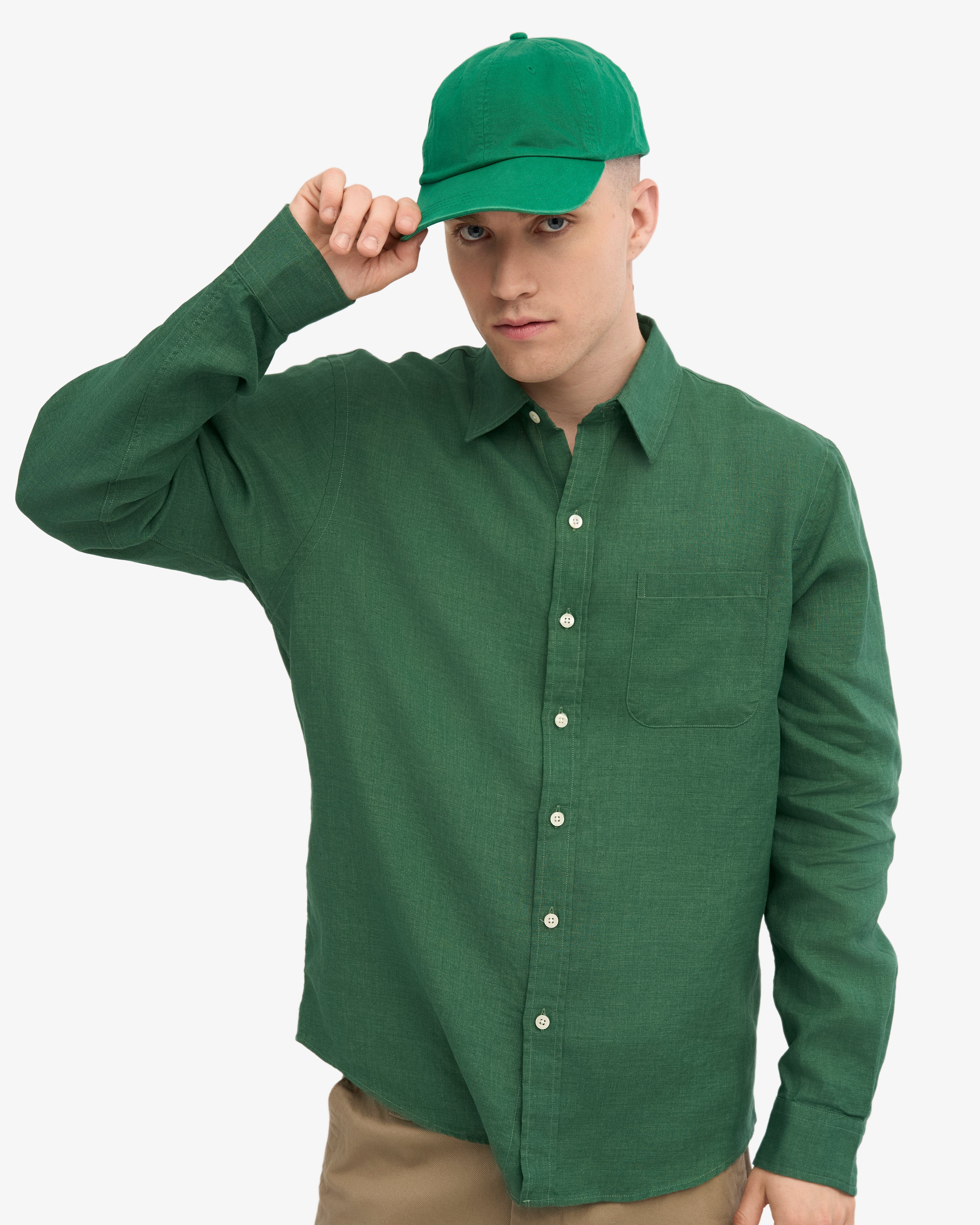 Premium Linen Shirt for Men - Emerald Green - Breathable & Comfortable Summer Casual Wear - Perfect for Beach, Travel & Outdoor Activities