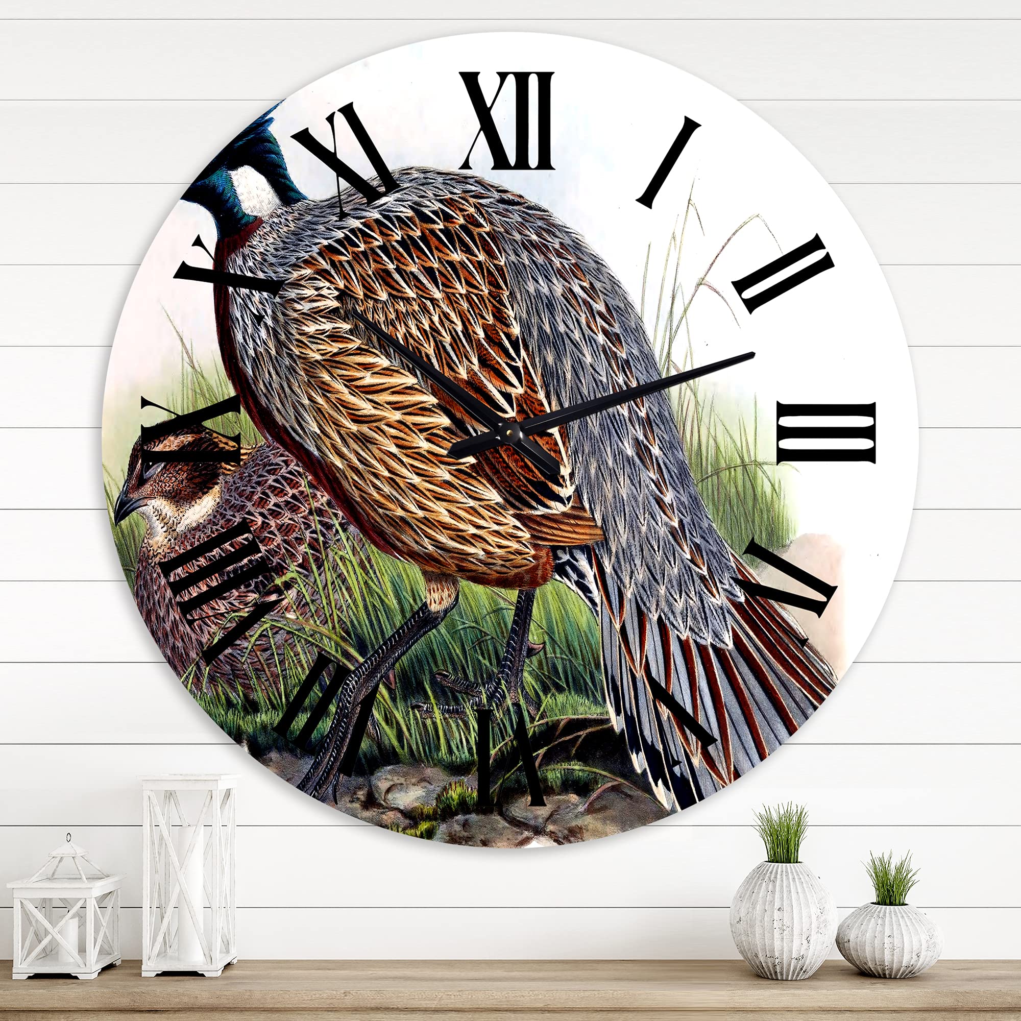 Farmhouse Wall Clock - Vintage Countryside Animals VIII - Large Landscape & Nature Wall Decor for Living Room, Kitchen, Bedroom - Perfect Rustic Home Decor Gift