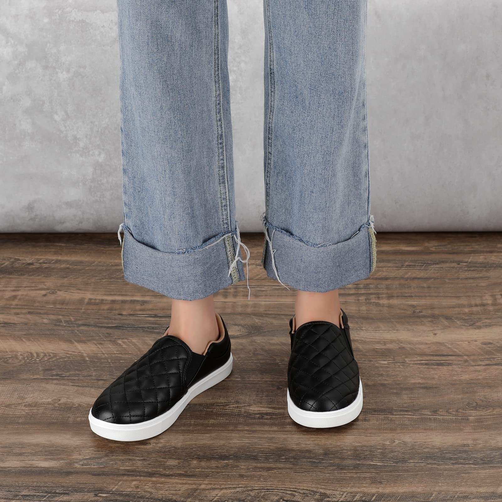 STQ Women's Slip On Sneakers - Quilted 2.0 Fashion Loafers for Casual Wear, Comfortable Walking Shoes for Fall | Perfect for Work, Travel & Everyday Outfits