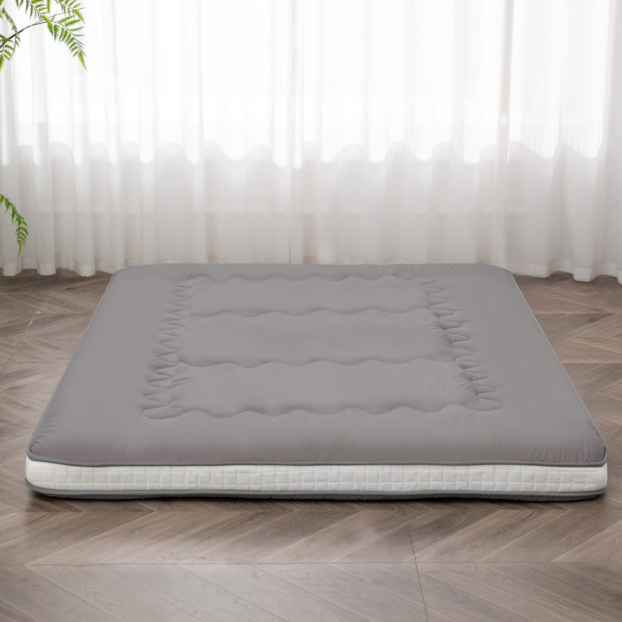 Japanese Floor Futon Mattress - Extra Thick Foldable Roll Up Bed Topper Mat for Guest, Lounger & Travel | Portable Sleeping Solution for Small Spaces, Camping & Home Use