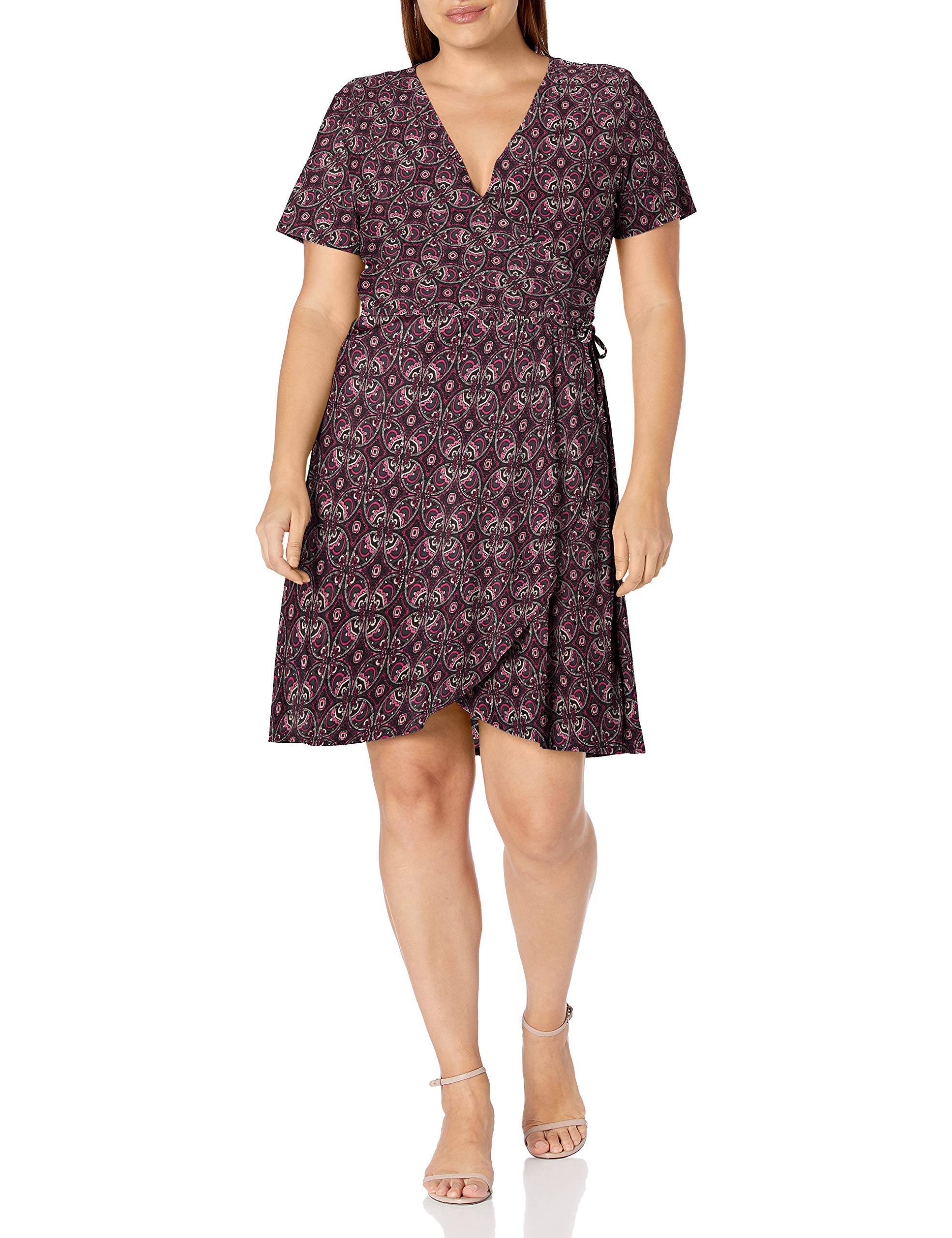 Star Vixen Women's Short Sleeve Wrap Dress - Ballet-Inspired Flowy Midi Dress for Summer | Perfect for Date Nights, Weddings & Office Wear