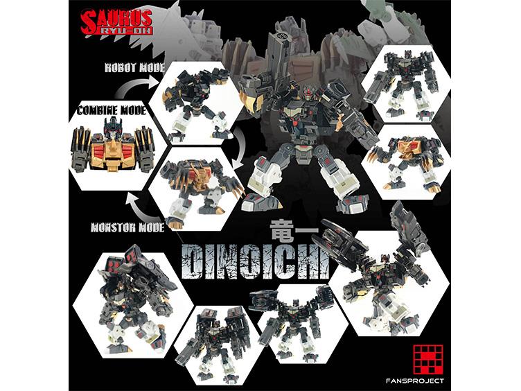 Fansproject Combiner Ryu Oh Dinoichi (Kakuryu) - Transformers Style Dinosaur Robot Toy - Perfect for Collectors, Action Play & Display Scenes