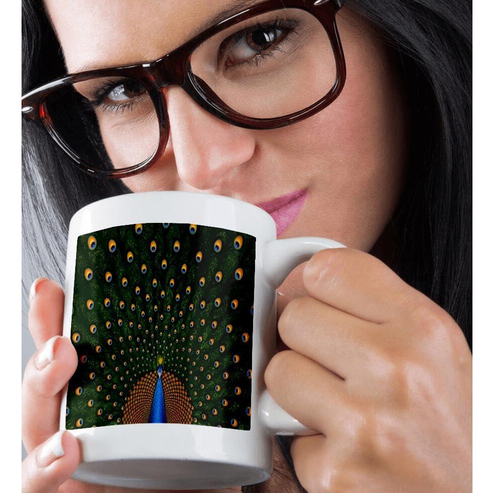3D Rose Peacock Ceramic Coffee Mug - 11 oz Insulated Tea Cup with Handle, Perfect for Home, Office & Gifts - Elegant Peacock Design for Tea, Coffee & Hot Beverages