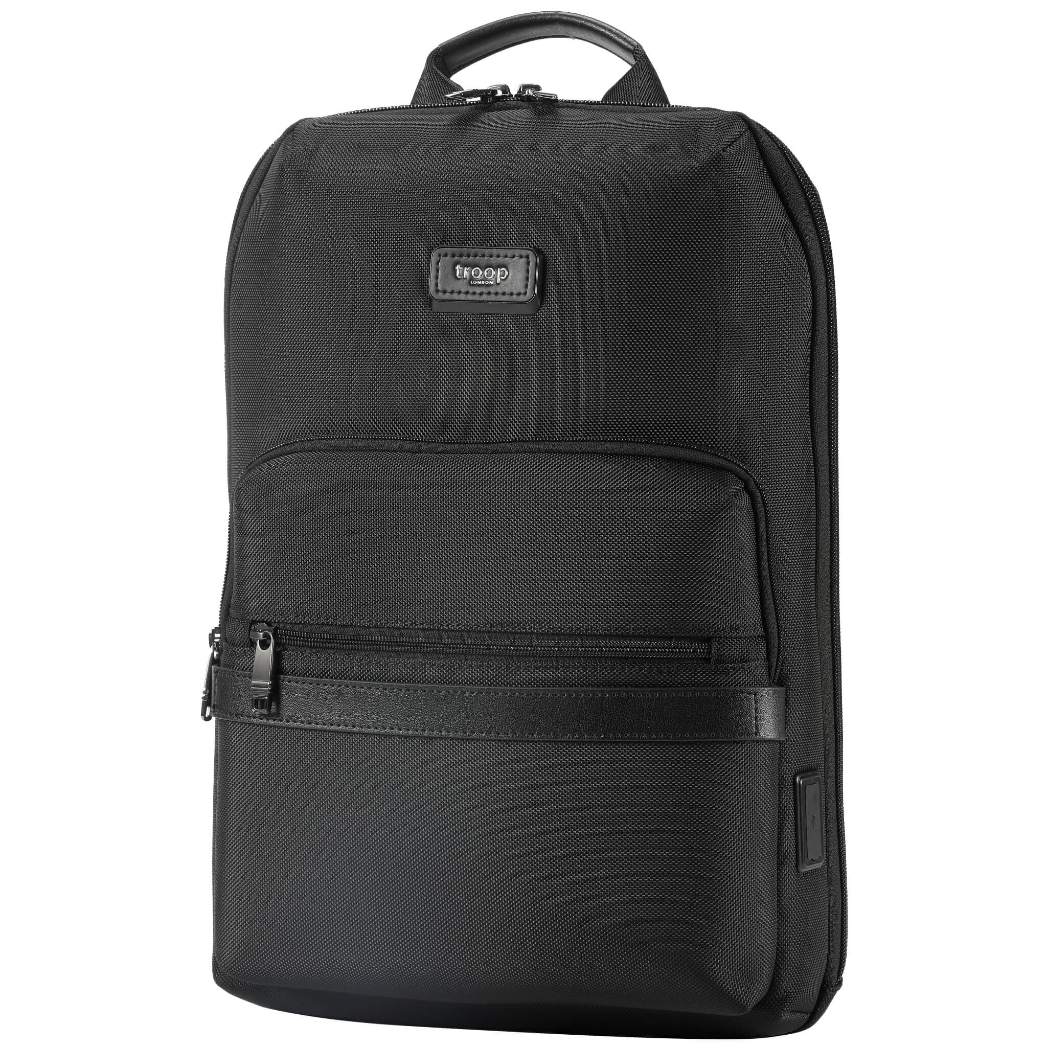 TPB002 Troop London Urban Laptop Backpack - Waterproof 15.6 Inch Business Backpack for Men & Women, College School Backpack with USB Charging Port - Perfect for Work, Travel & Daily Commute