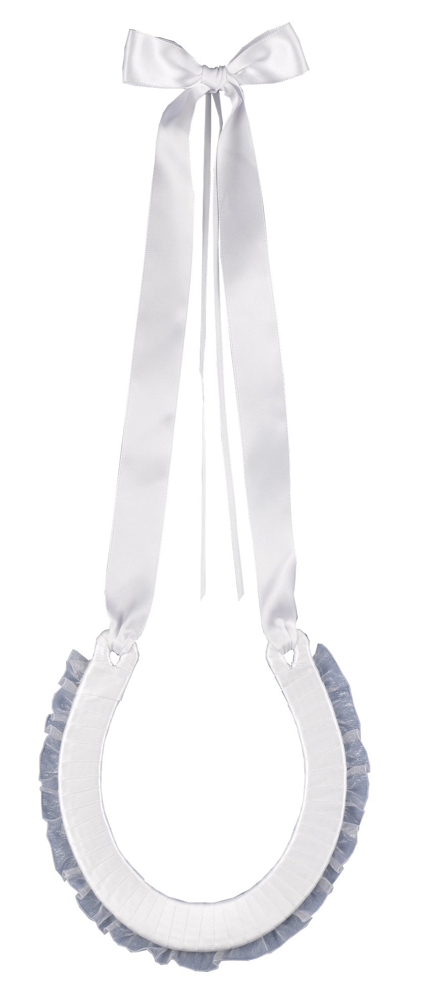 Elegant White Satin Horseshoe Wedding Accessories - Perfect for Bridal Bouquets, Table Decorations & Photo Props
