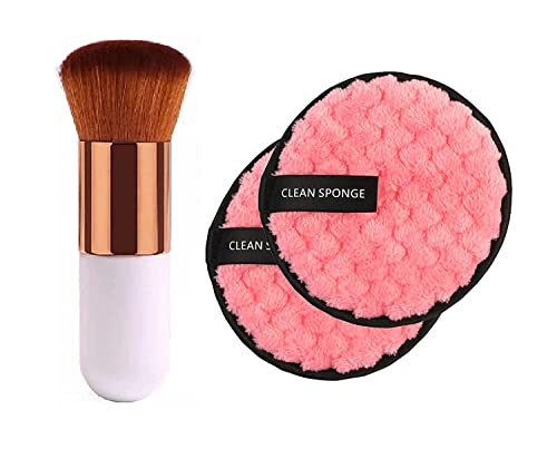 Eco-Friendly Reusable Makeup Remover Pads with Mini Foundation Brush | Gentle Facial Cleansing for Sensitive Skin | Perfect for Travel & Daily Skincare Routine