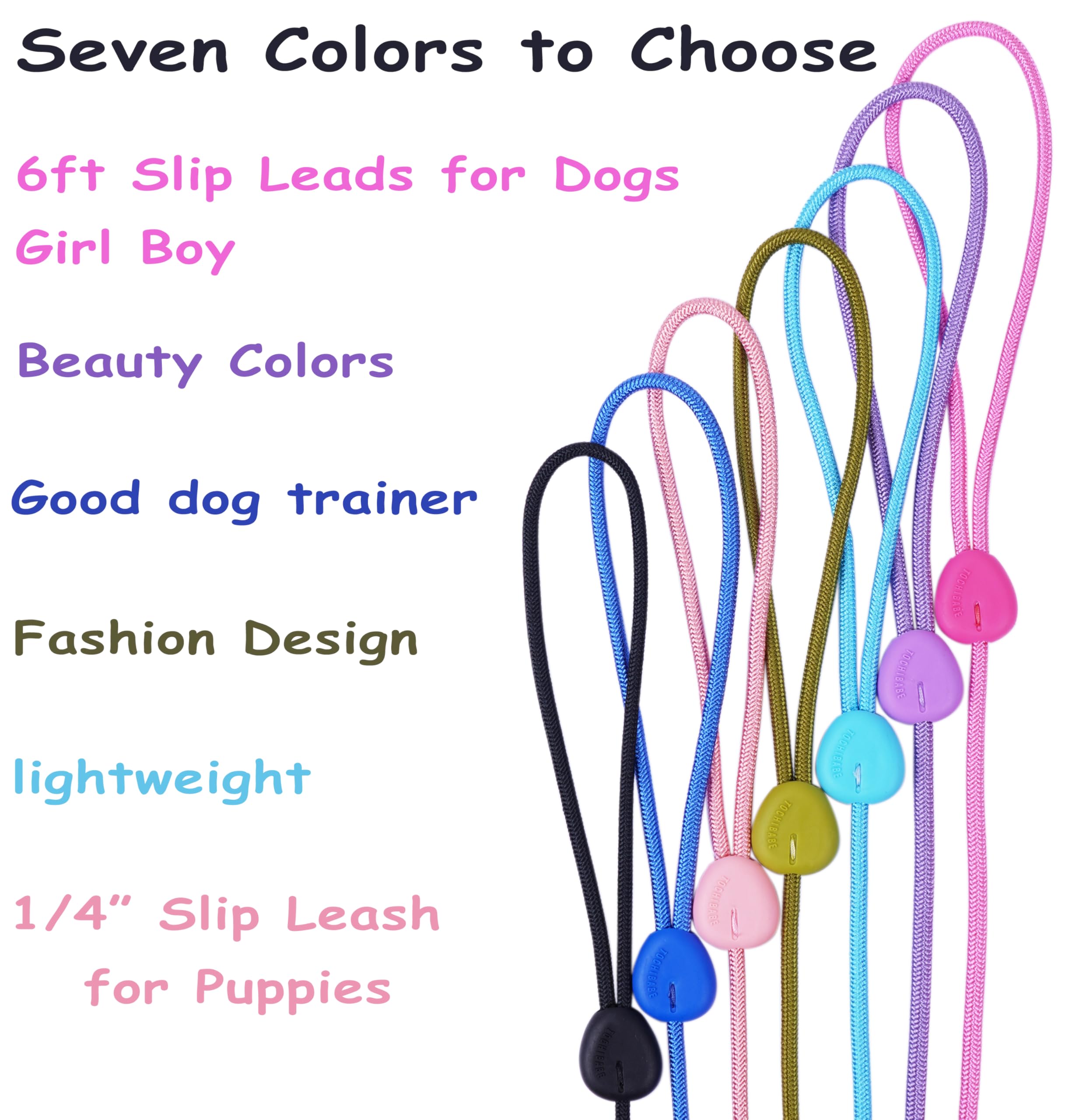 6FT No Pull Slip Lead Dog Leash - Lightweight Training Leash for Small & Medium Dogs | Adjustable Slip Collar for Walking, Training & Outdoor Activities (Purple)