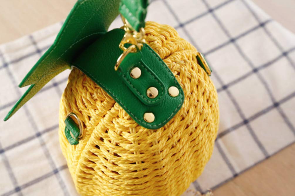 TONWHAR Women's Cute Pineapple Straw Handbag - Fashionable Crossbody Shoulder Bag for Women & Girls - Perfect for Beach, Summer Outfits, Vacation & Casual Daily Use